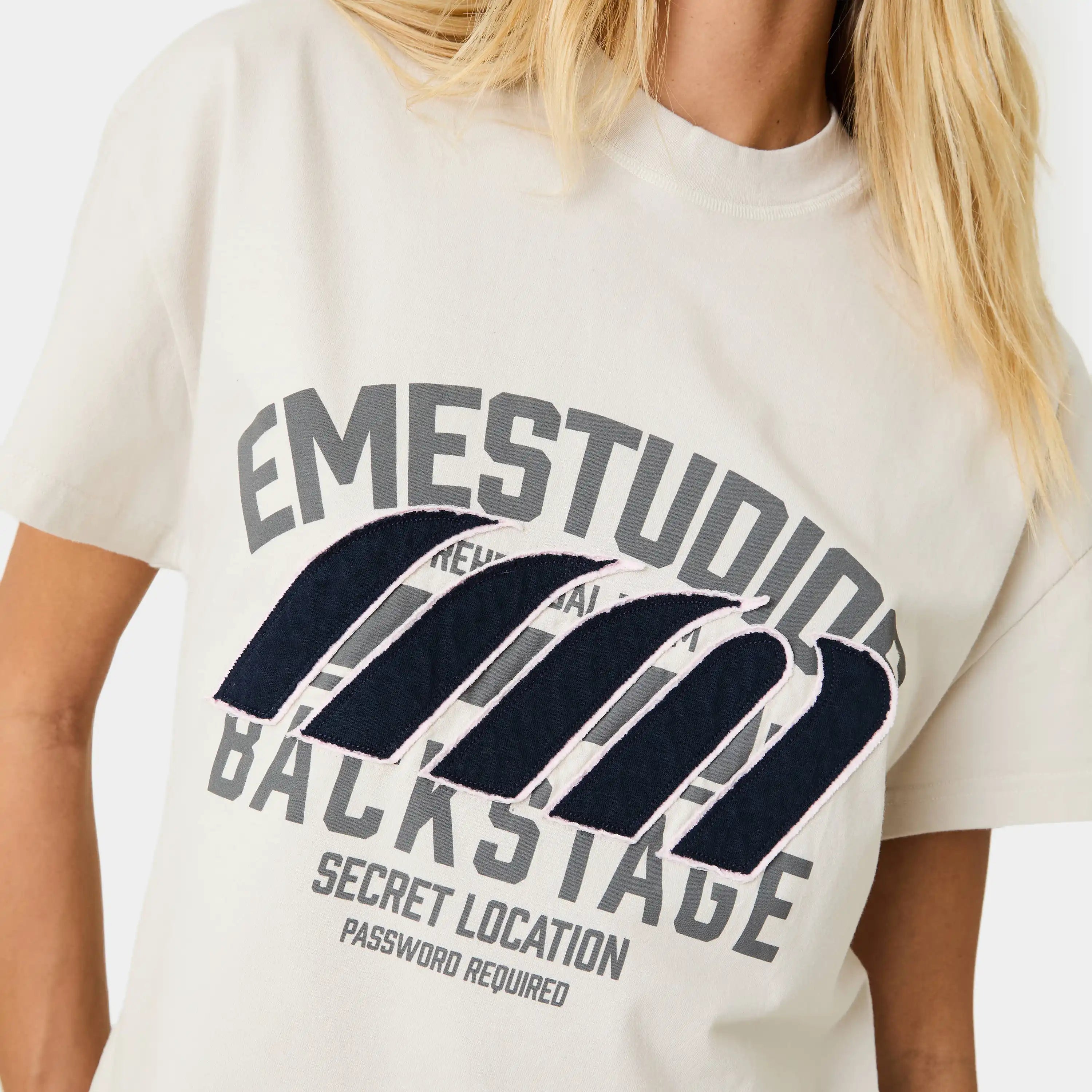 Double Patch Grey Oversized Tee T-shirts Eme Studios