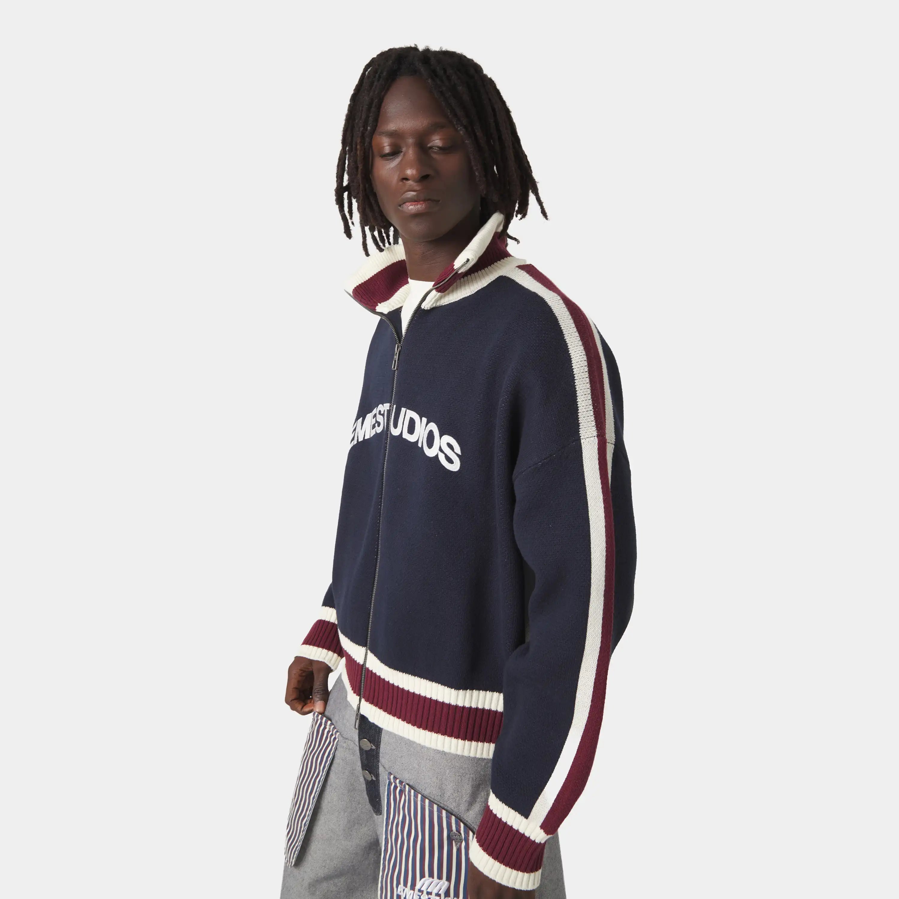 Echellor Navy Zipper Knit Knitwear Eme Studios