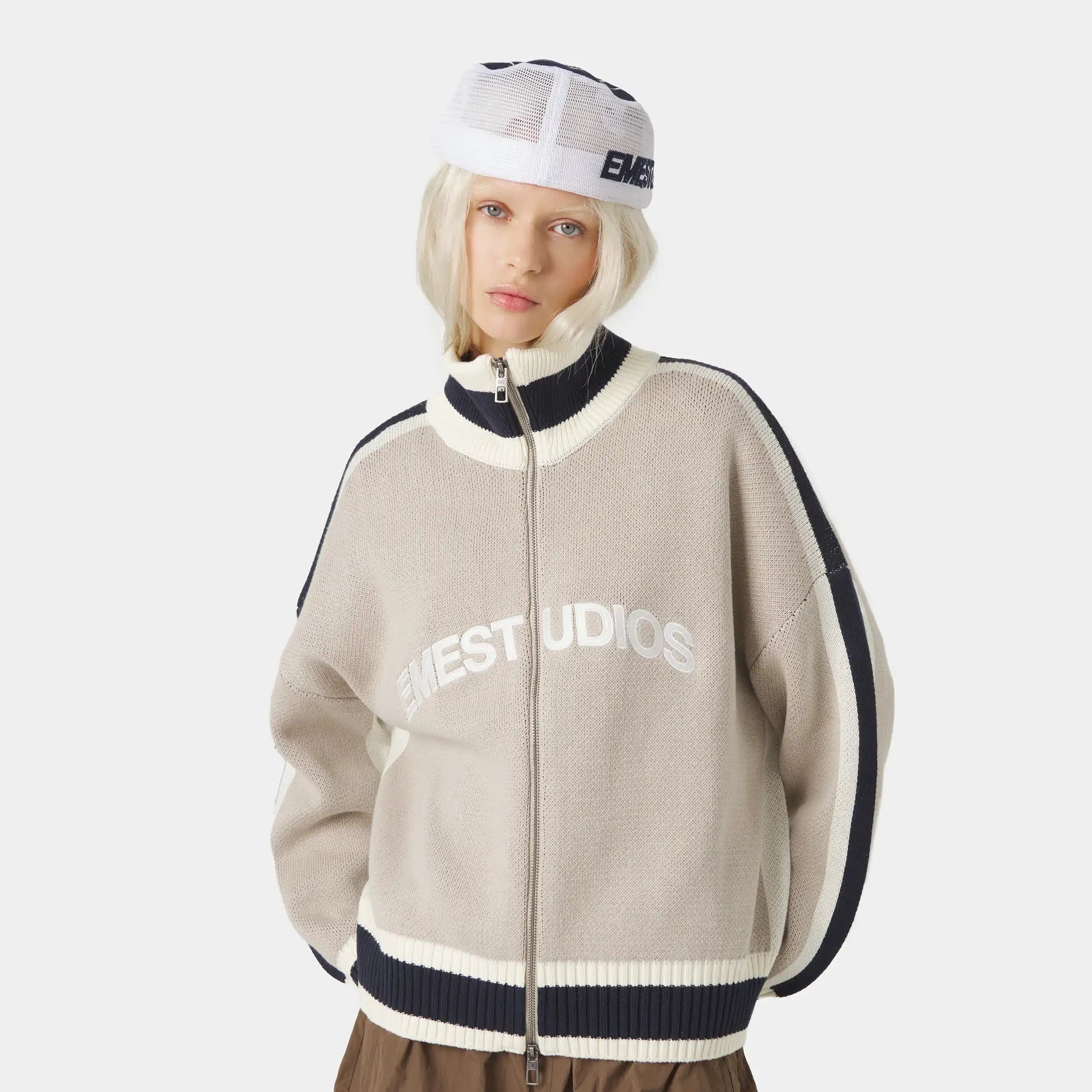 Echellor Off Sand Zipper Knit Knitwear Eme Studios