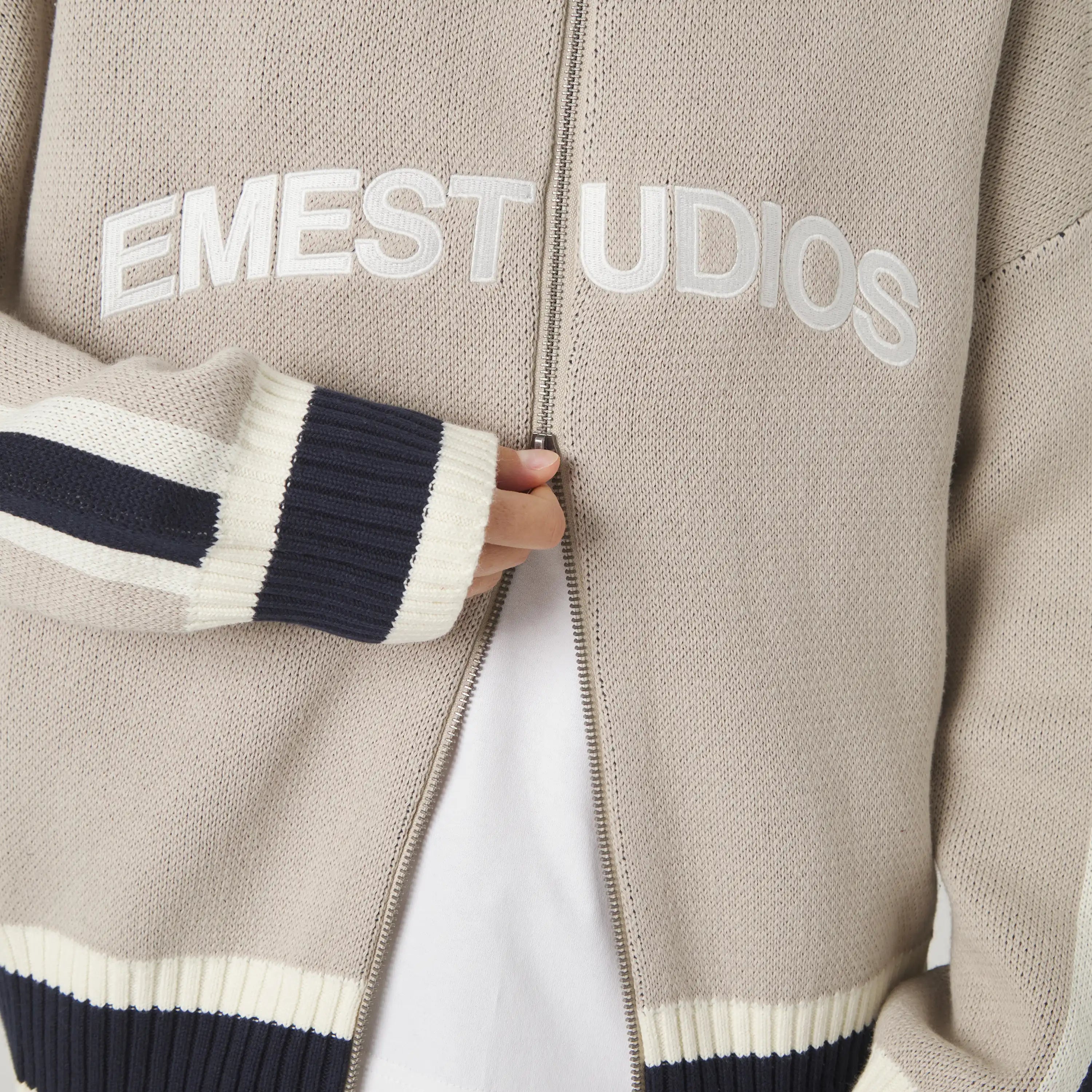 Echellor Off Sand Zipper Knit Knitwear Eme Studios