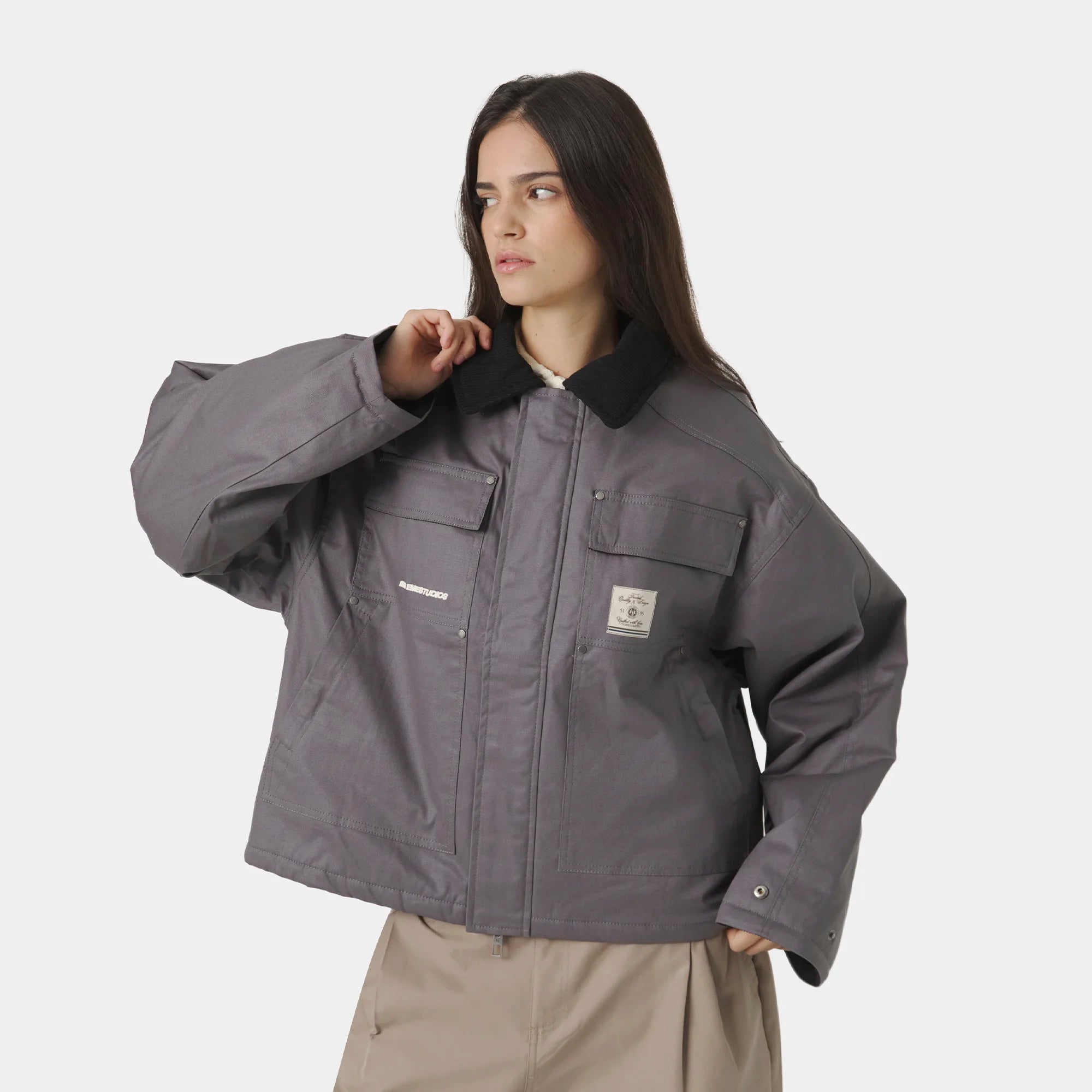 Ethos Grey Boxy Coat Outerwear eme