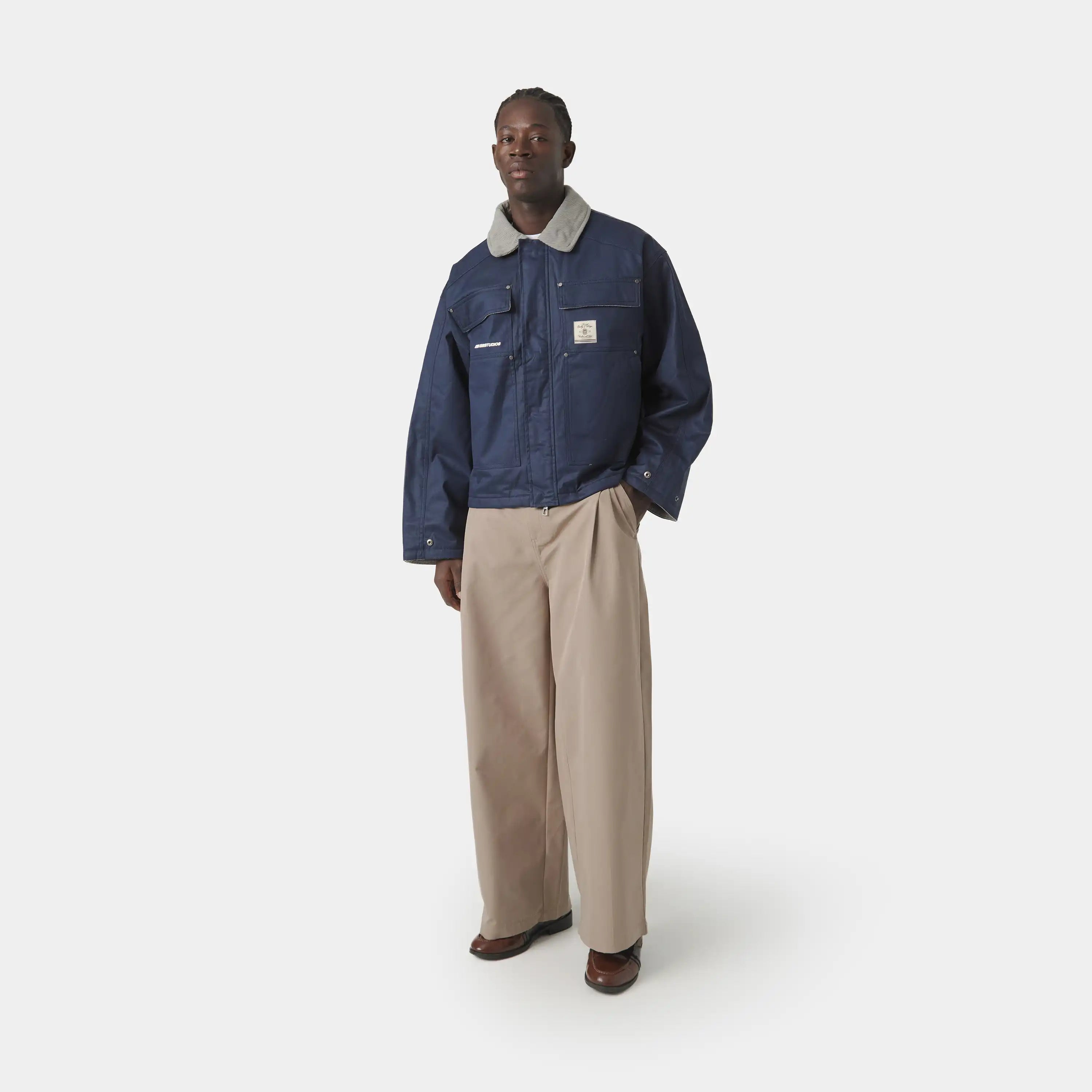 Ethos Navy Boxy Coat Outerwear eme