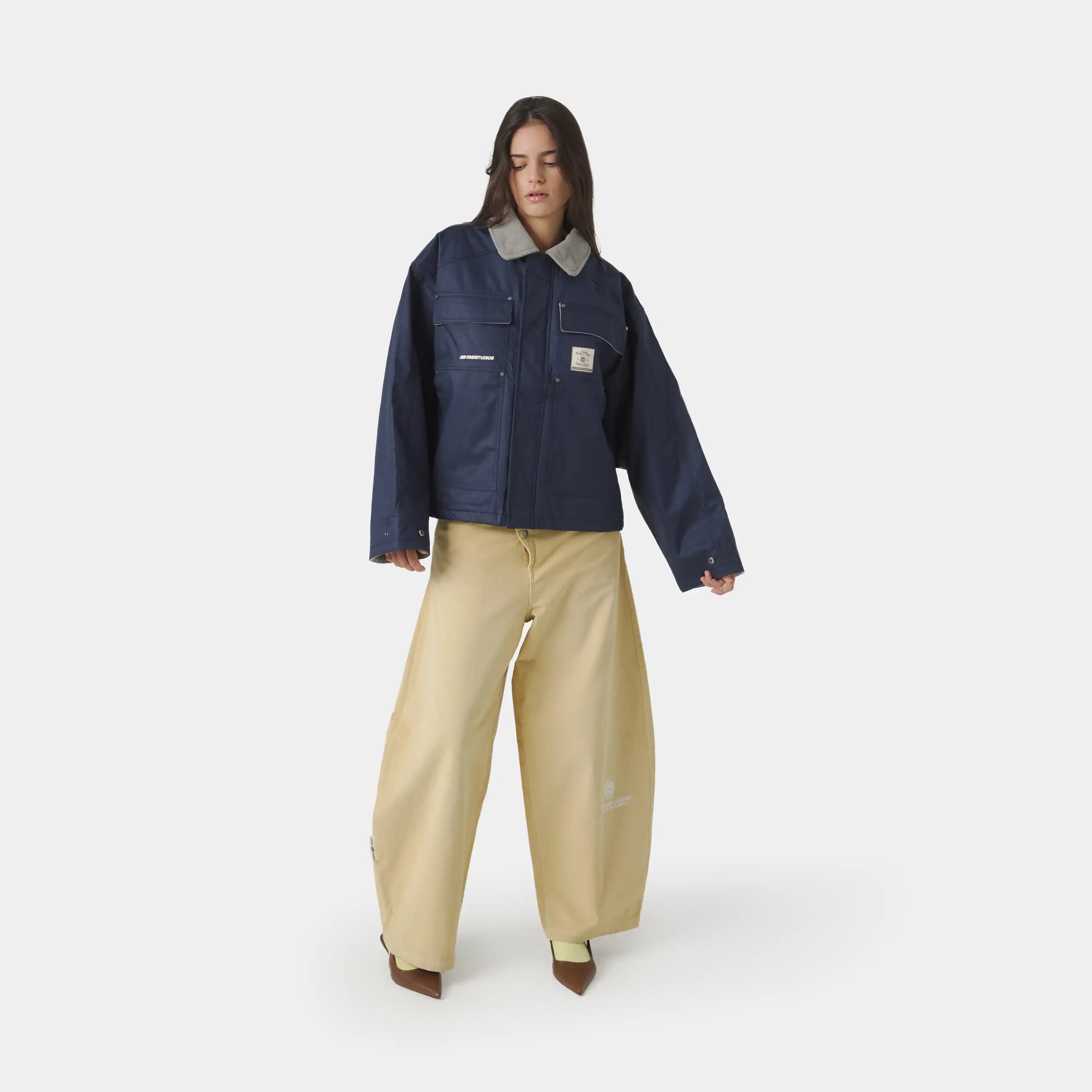 Ethos Navy Boxy Coat Outerwear eme