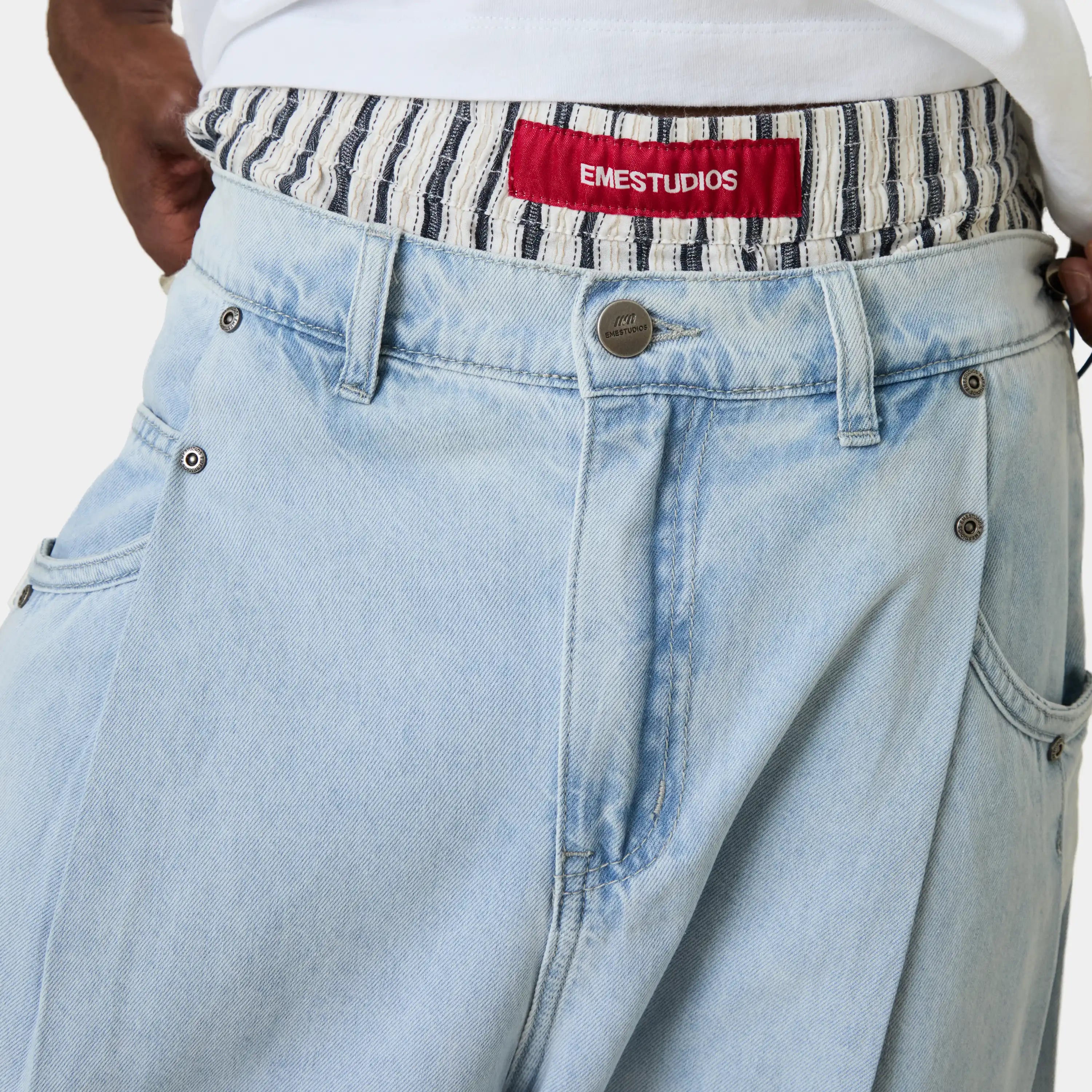 Faros Light Blue Denim Pants Pants Eme Studios
