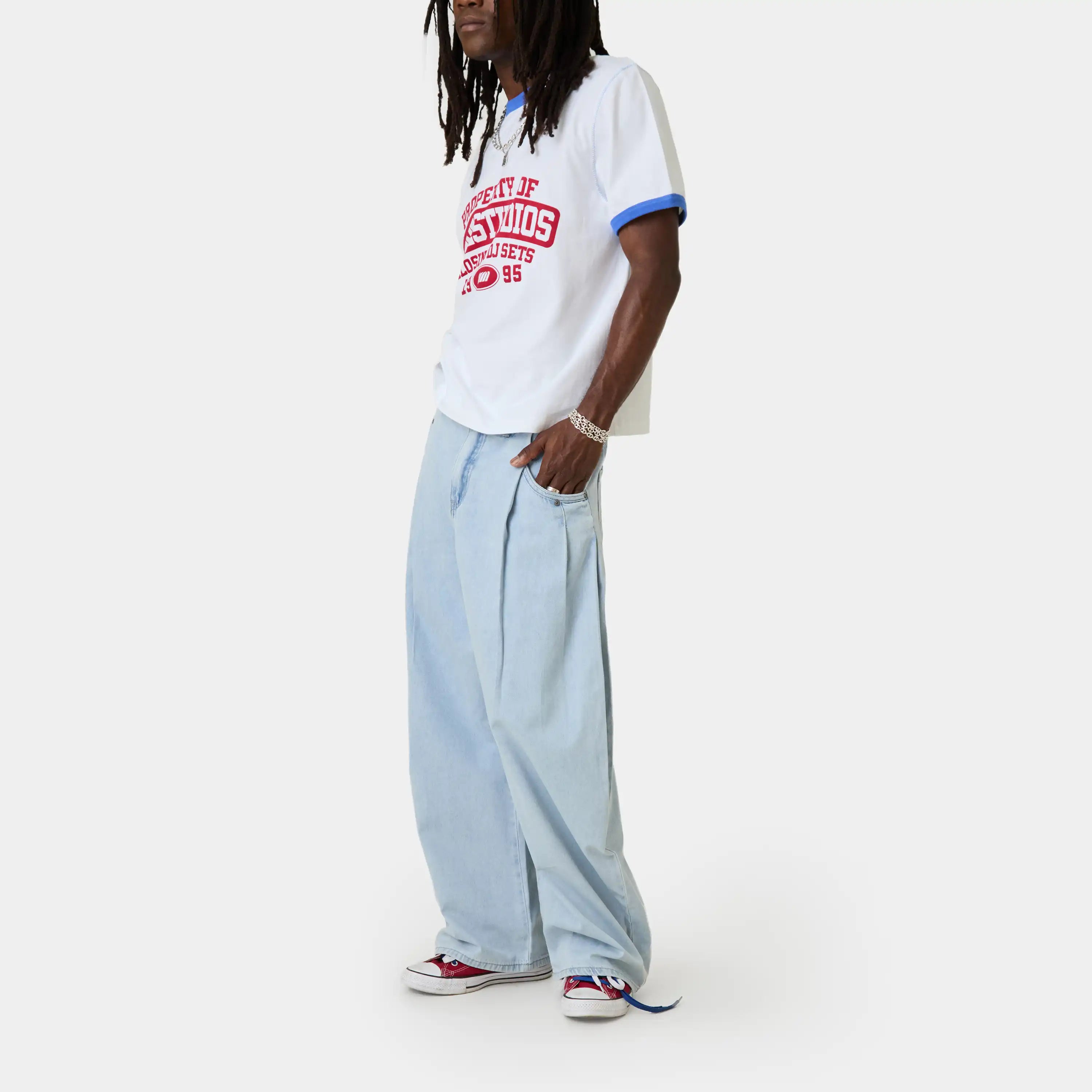 Faros Light Blue Denim Pants Pants Eme Studios
