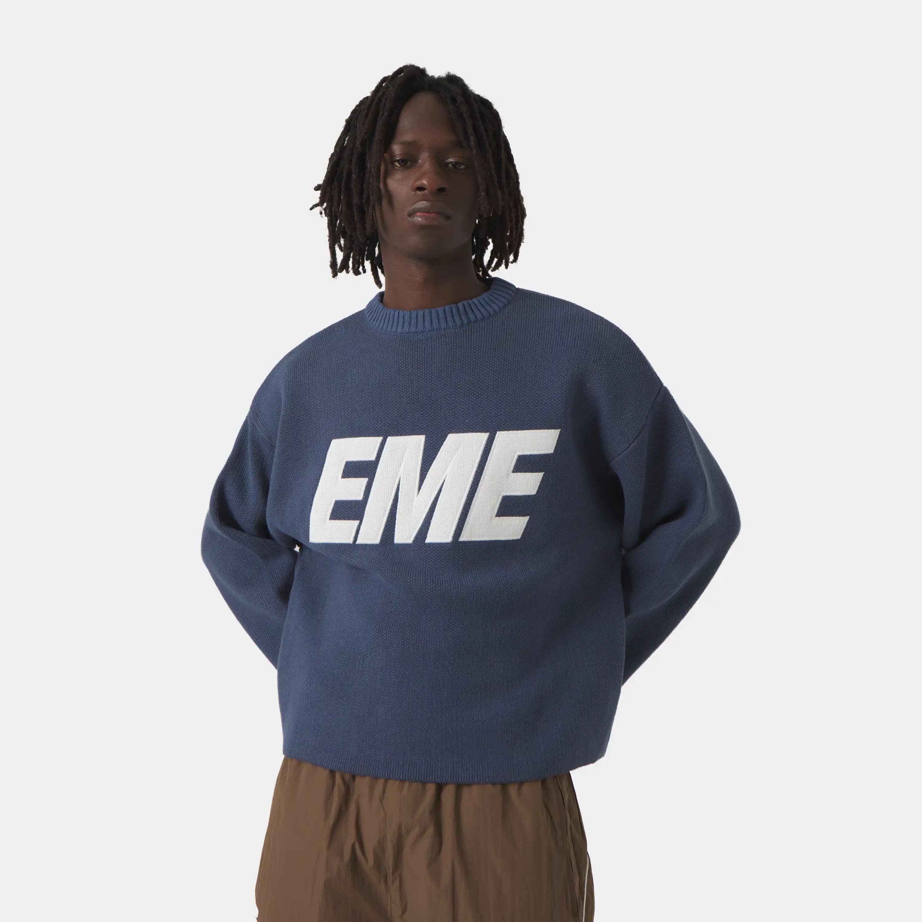 Flux Navy Knit Sweater Knitwear Eme Studios