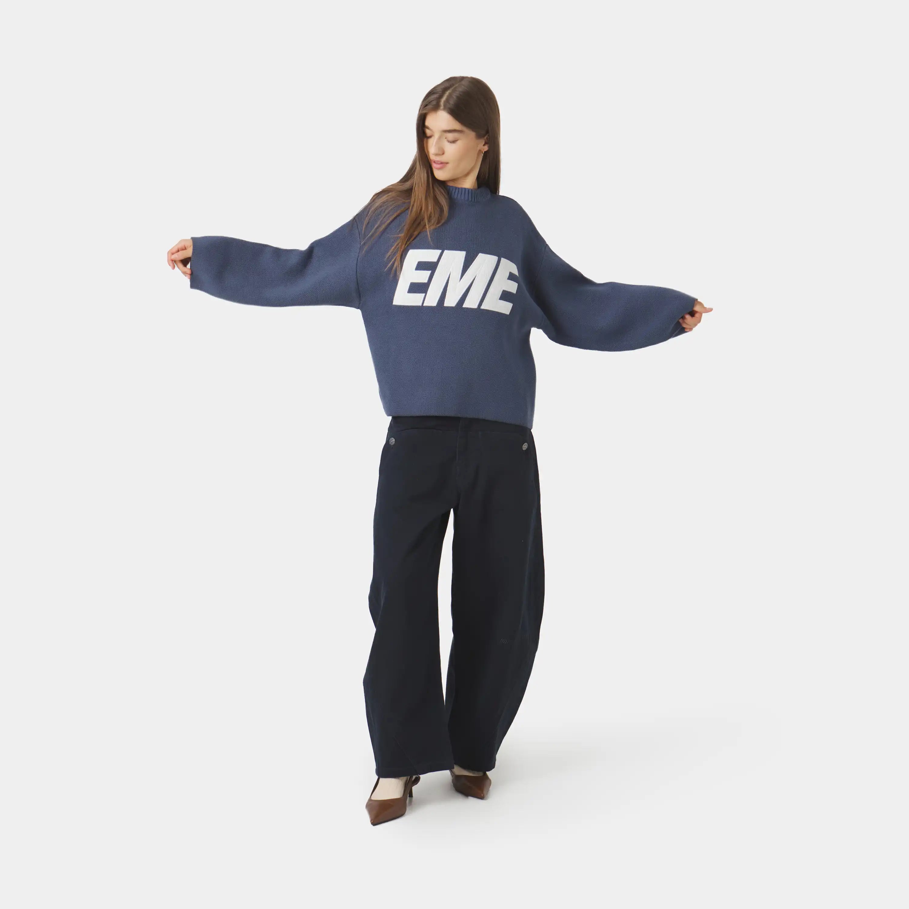 Flux Navy Knit Sweater Knitwear Eme Studios