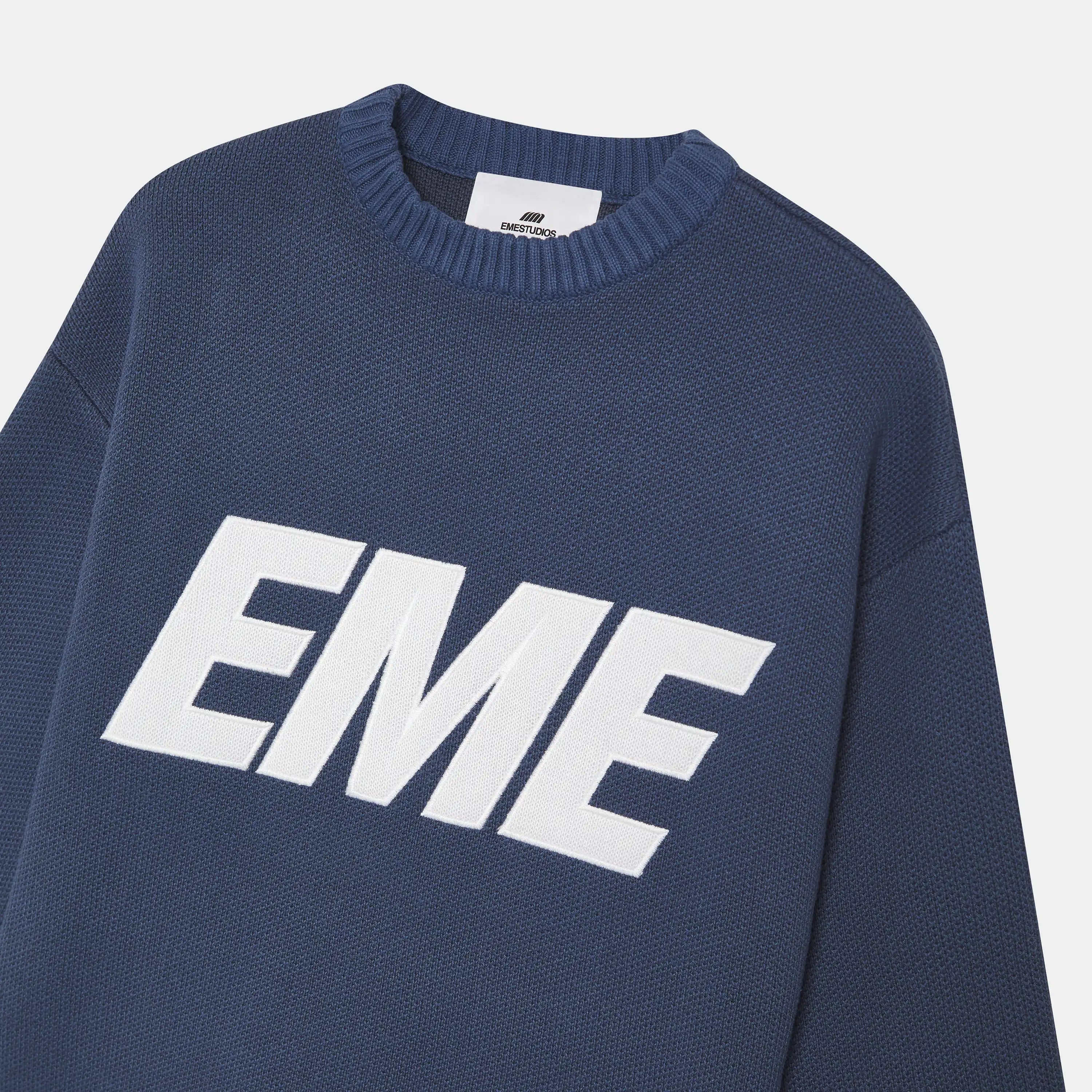 Flux Navy Knit Sweater Knitwear Eme Studios