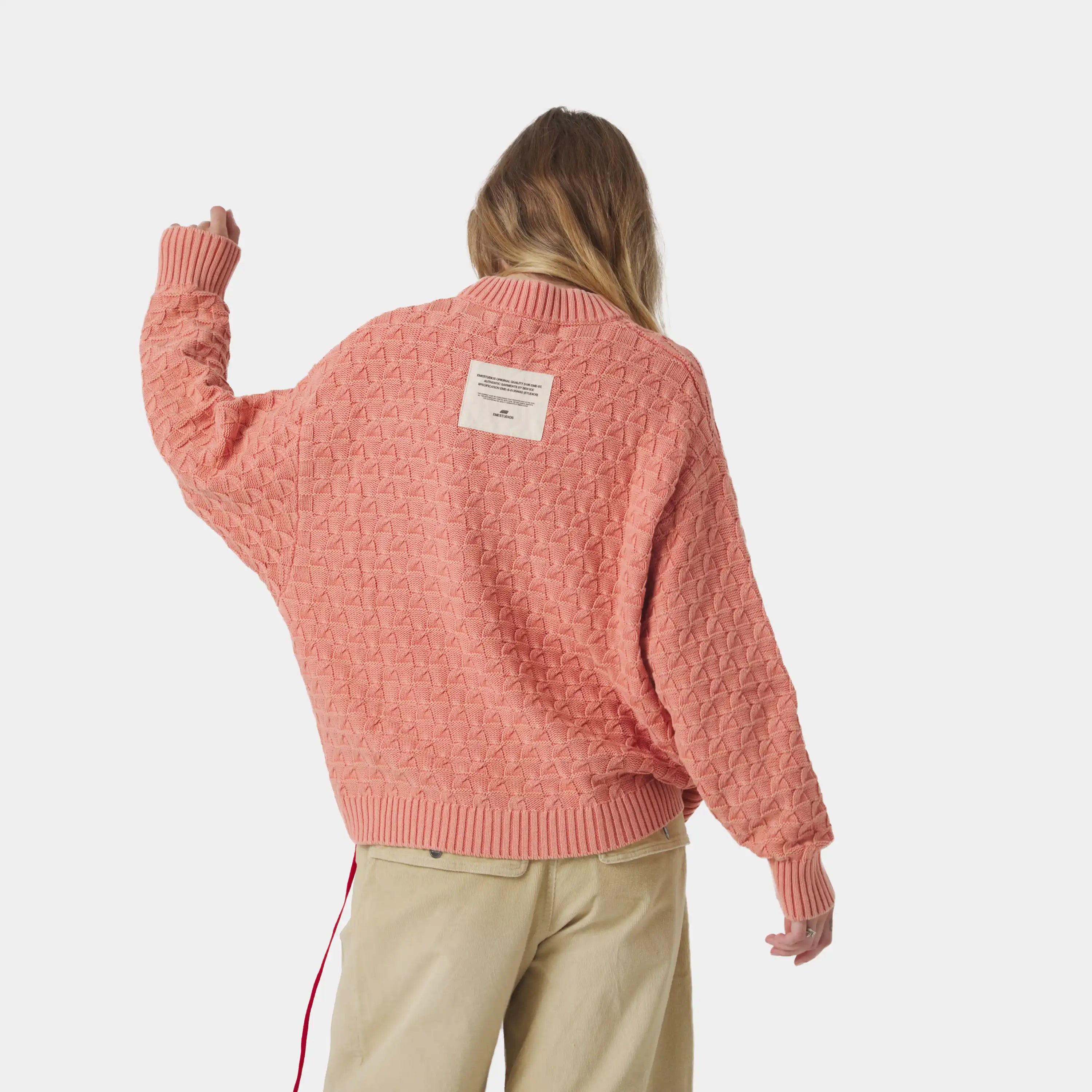 Grid Coral Cable Knit Sweater Knitwear Eme Studios