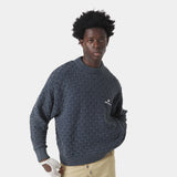 Grid Navy Cable Knit Sweater Knitwear Eme Studios