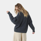 Grid Navy Cable Knit Sweater Knitwear Eme Studios