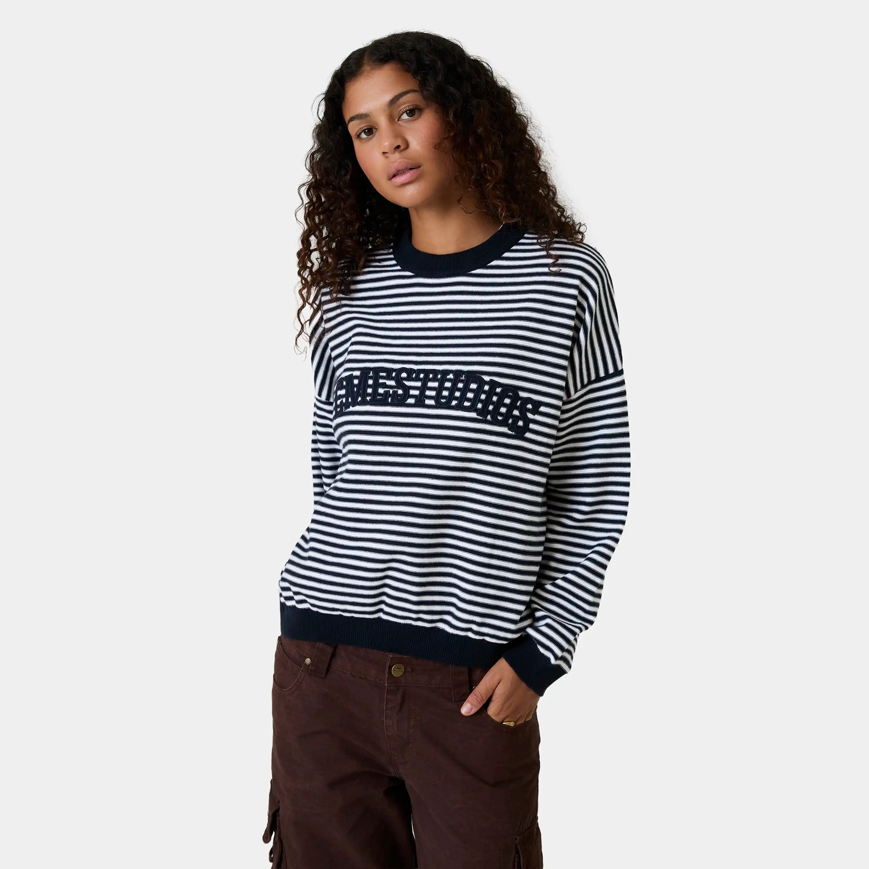 Groove Navy Knit Sweater Knitwear Eme Studios