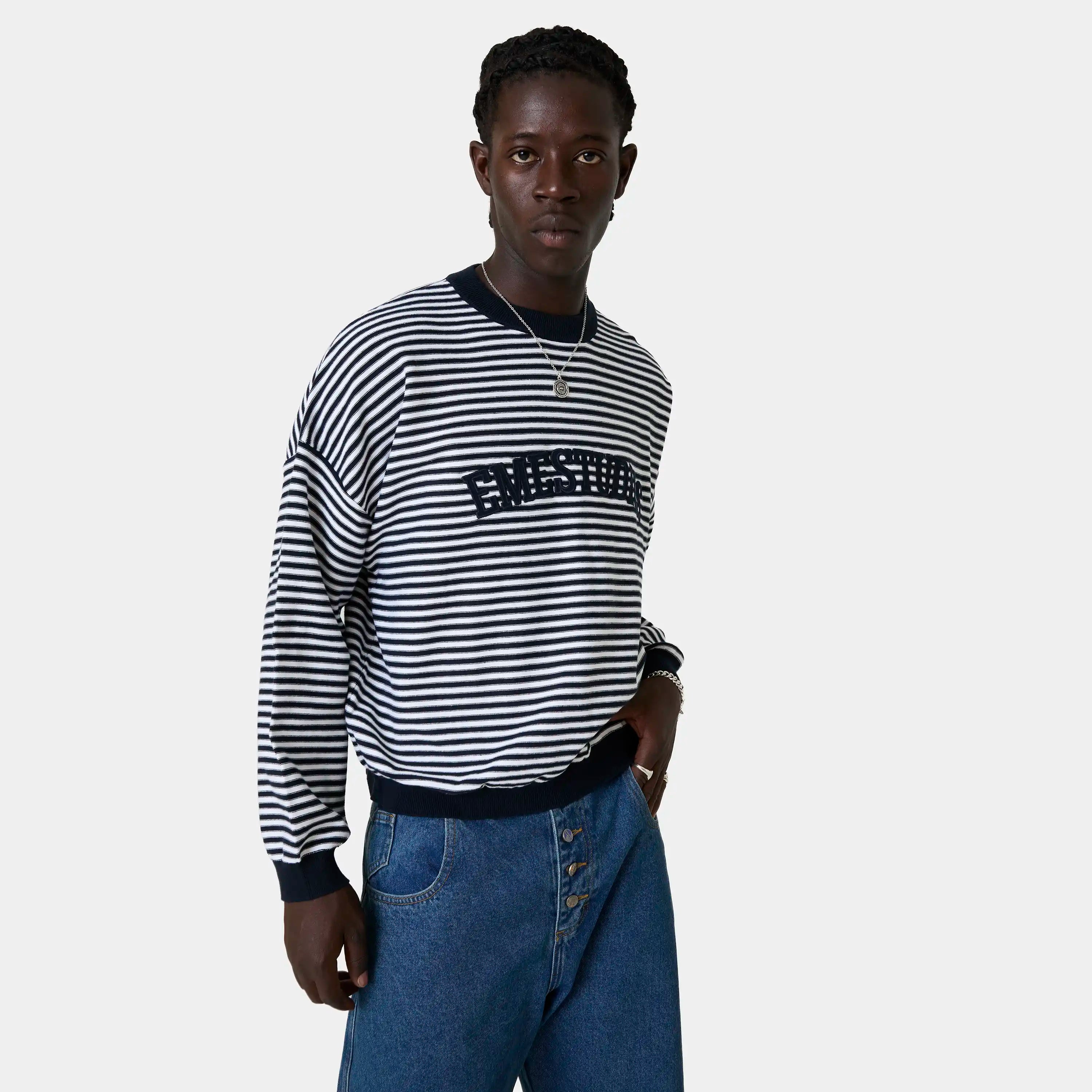 Groove Navy Knit Sweater Knitwear Eme Studios