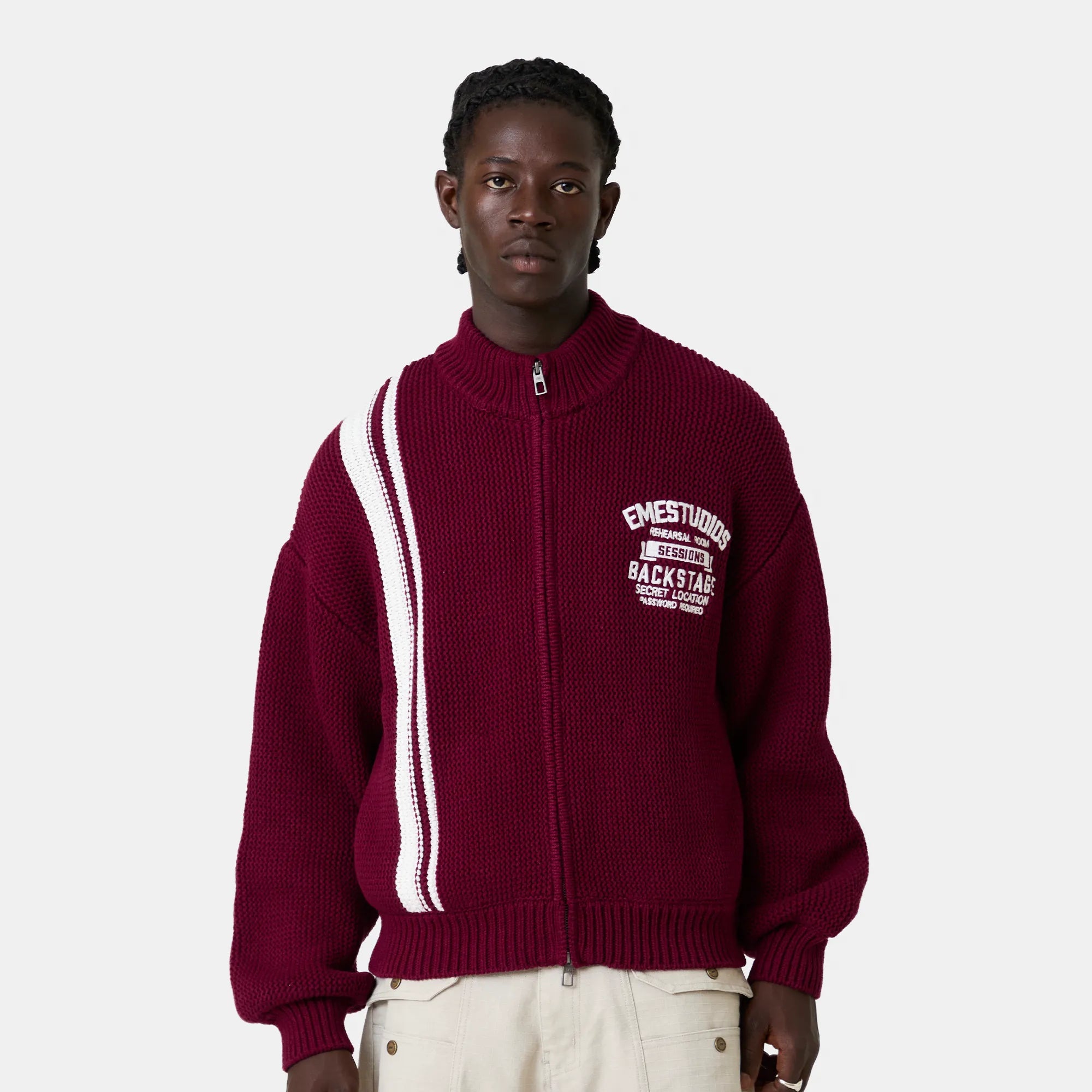 Hampton Burgundy Zipper Knit Knitwear Eme Studios