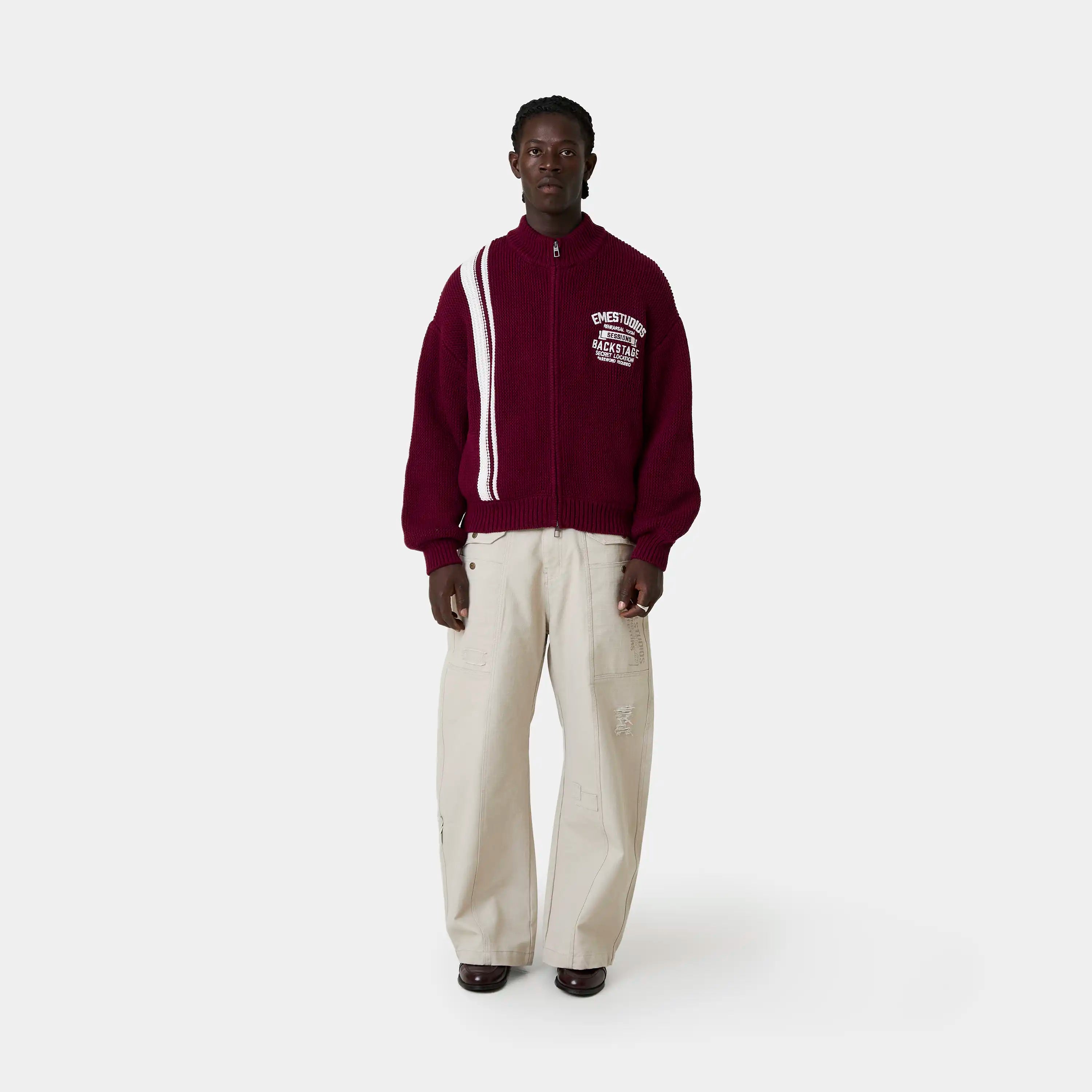 Hampton Burgundy Zipper Knit Knitwear Eme Studios