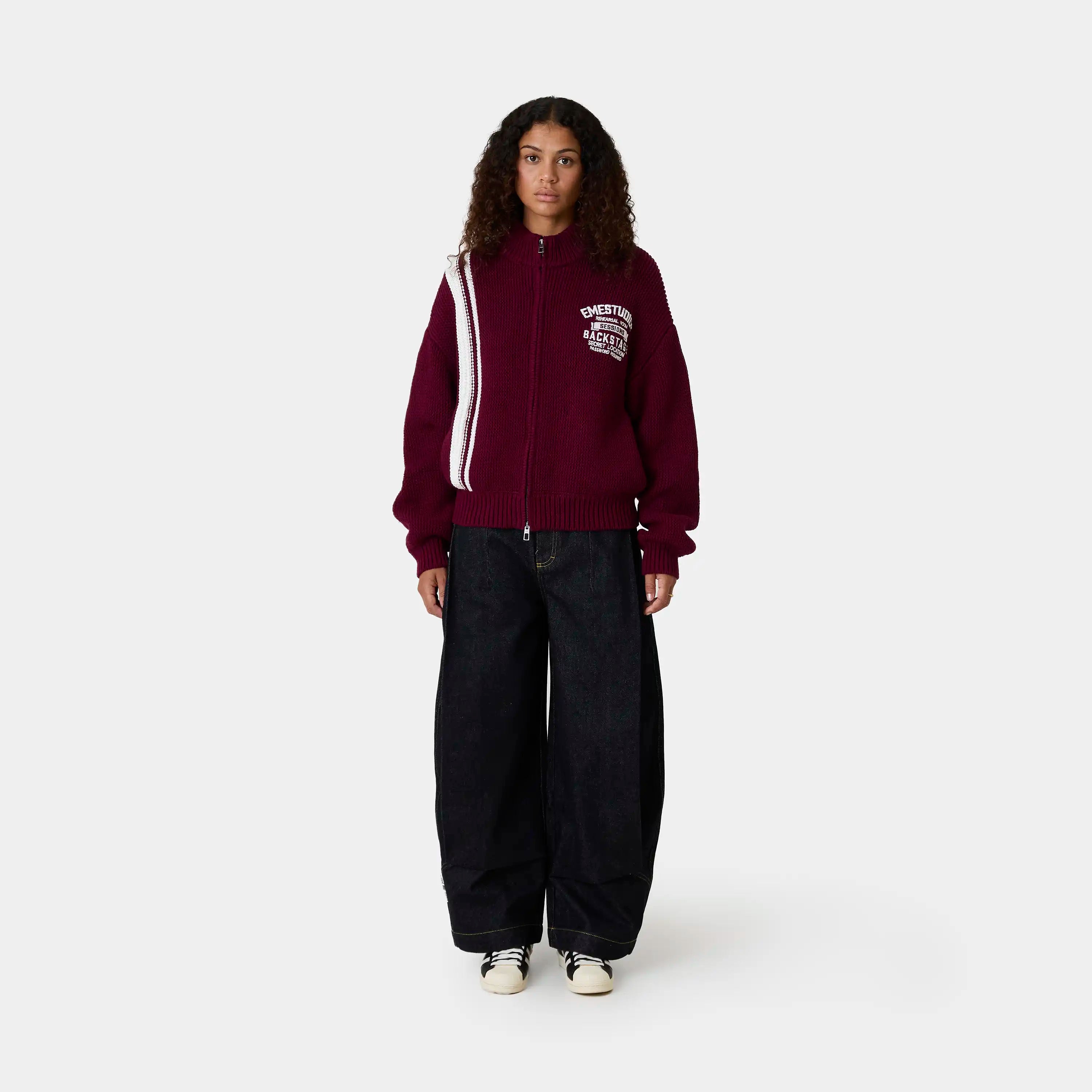 Hampton Burgundy Zipper Knit Knitwear Eme Studios