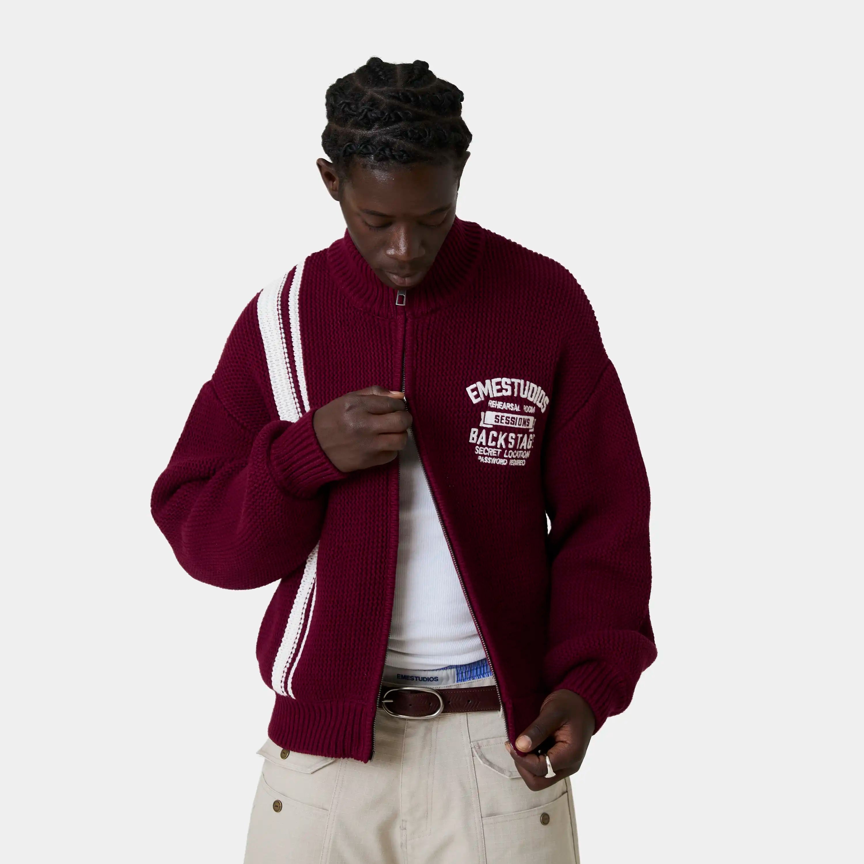 Hampton Burgundy Zipper Knit Knitwear Eme Studios