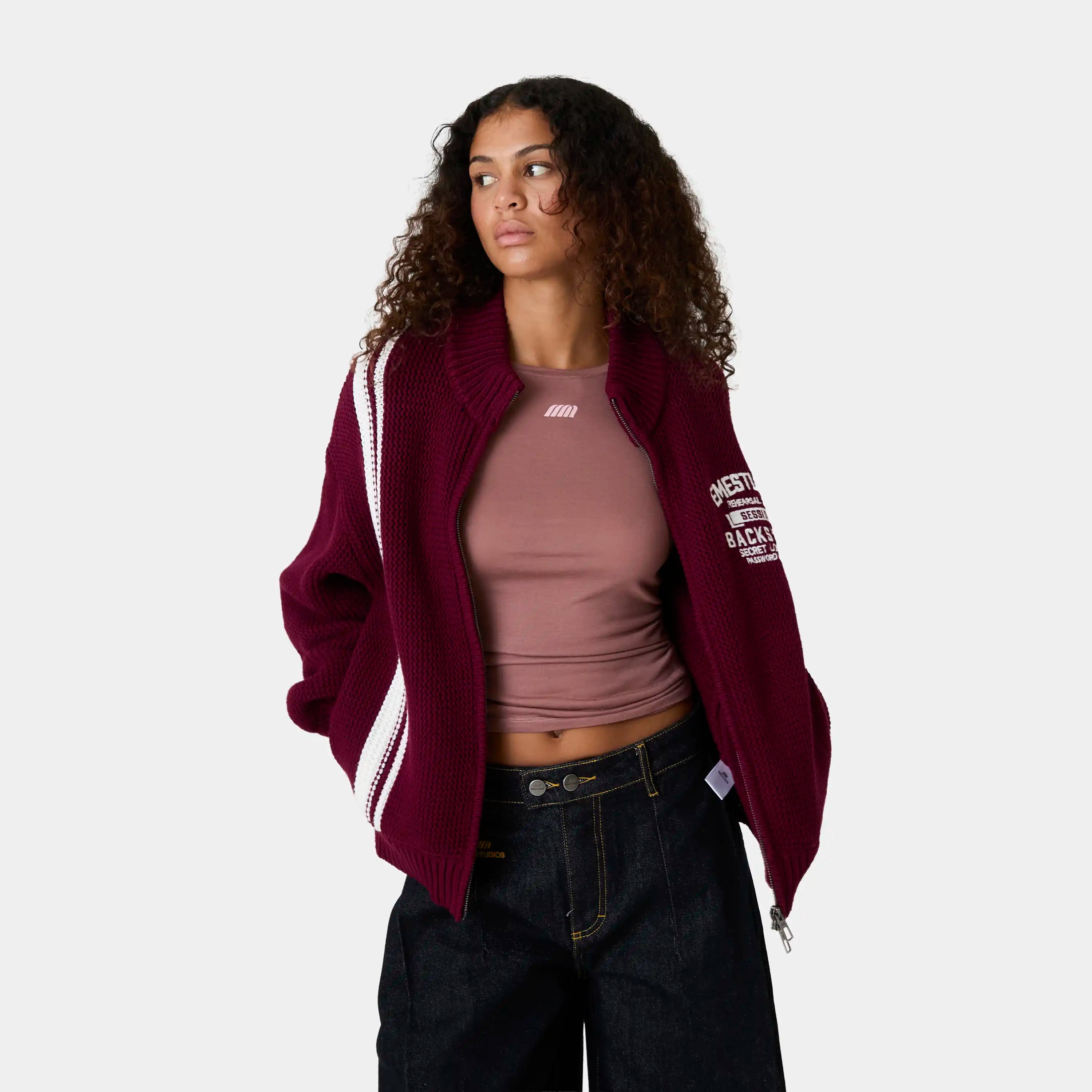 Hampton Burgundy Zipper Knit Knitwear Eme Studios
