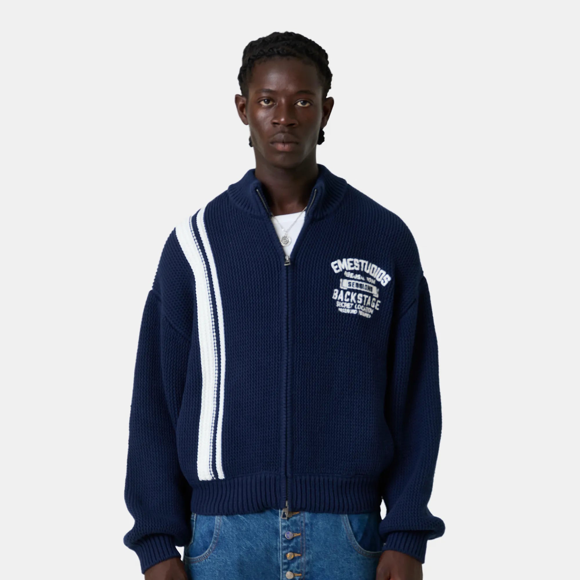 Hampton Navy Zipper Knit Knitwear Eme Studios