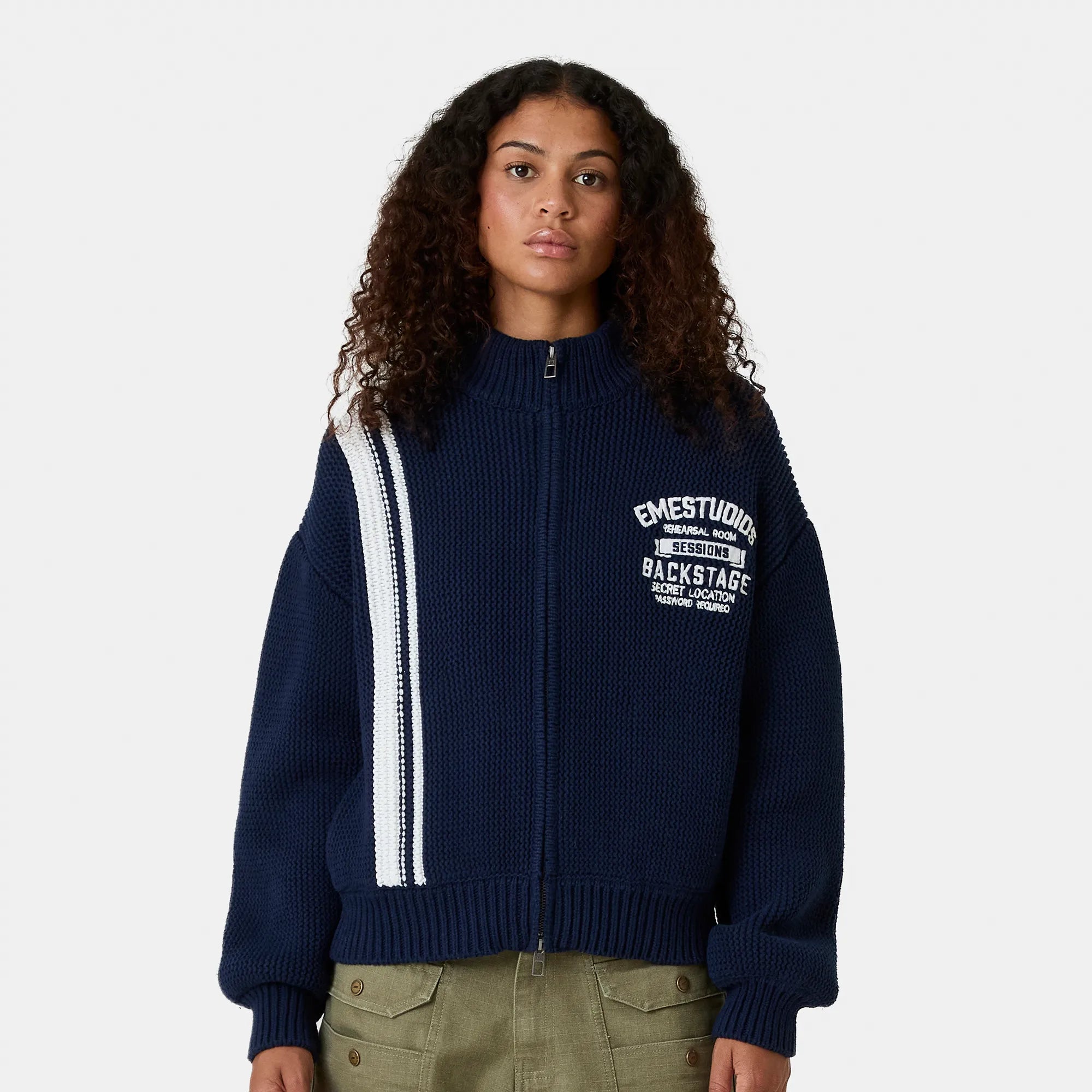 Hampton Navy Zipper Knit Knitwear Eme Studios