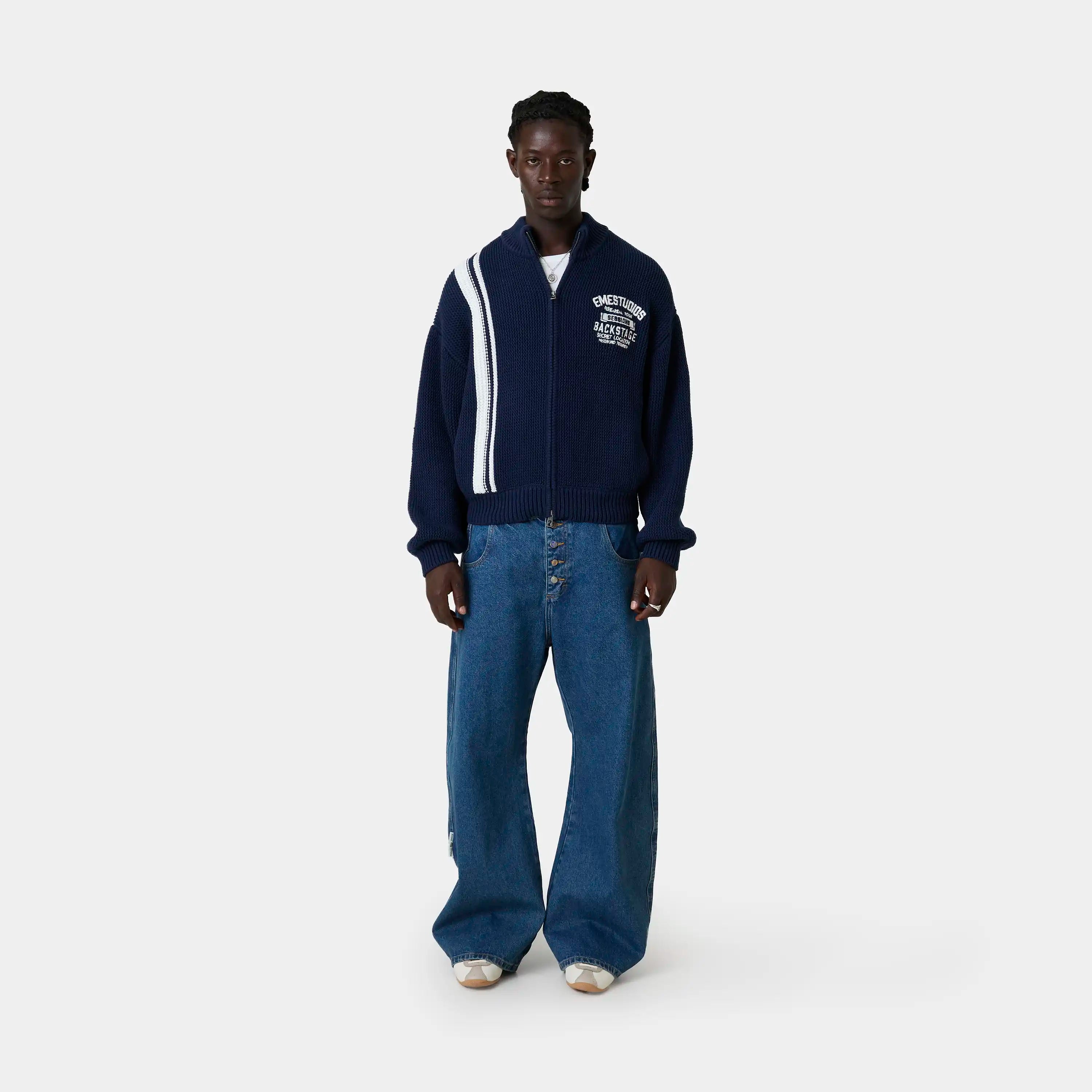 Hampton Navy Zipper Knit Knitwear Eme Studios