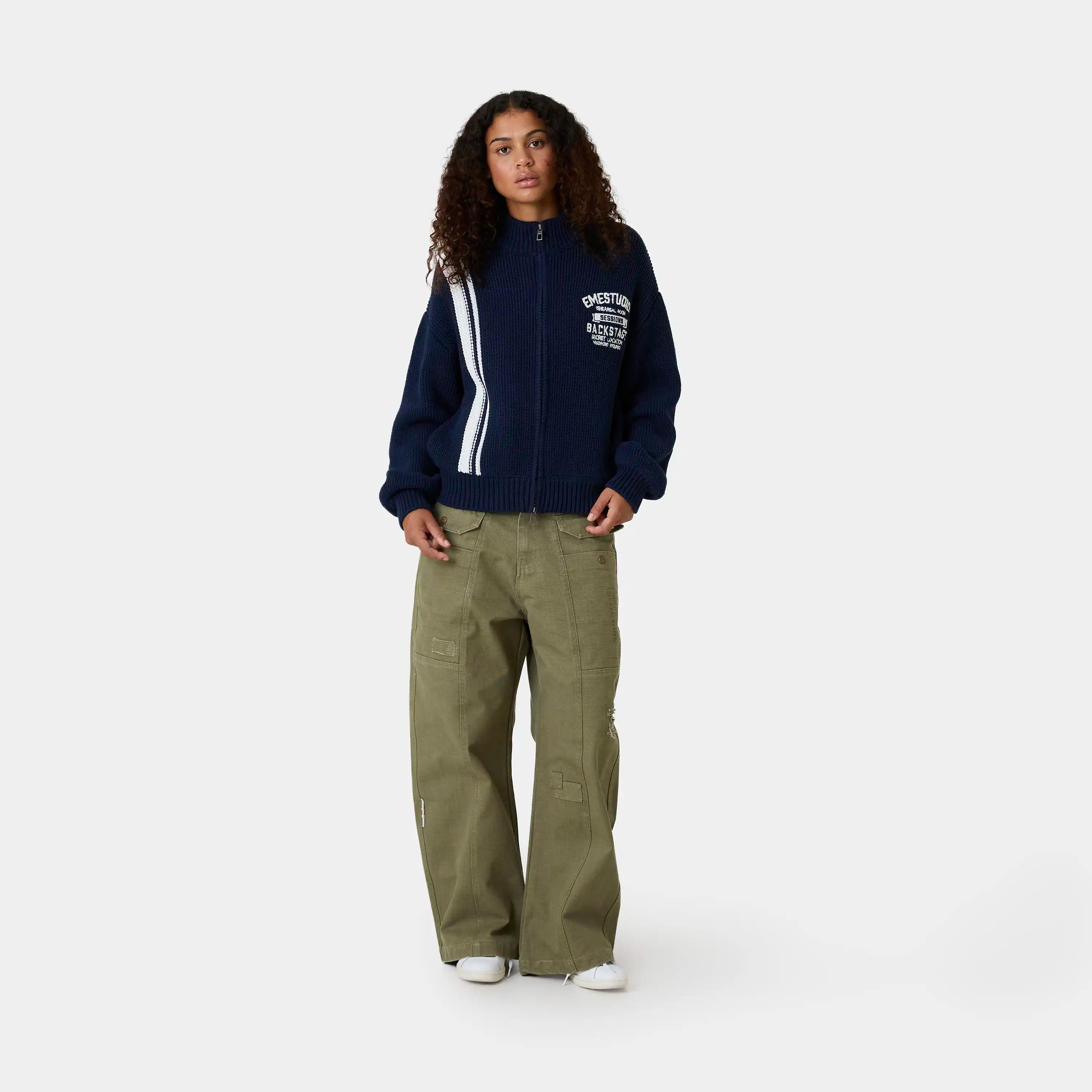 Hampton Navy Zipper Knit Knitwear Eme Studios
