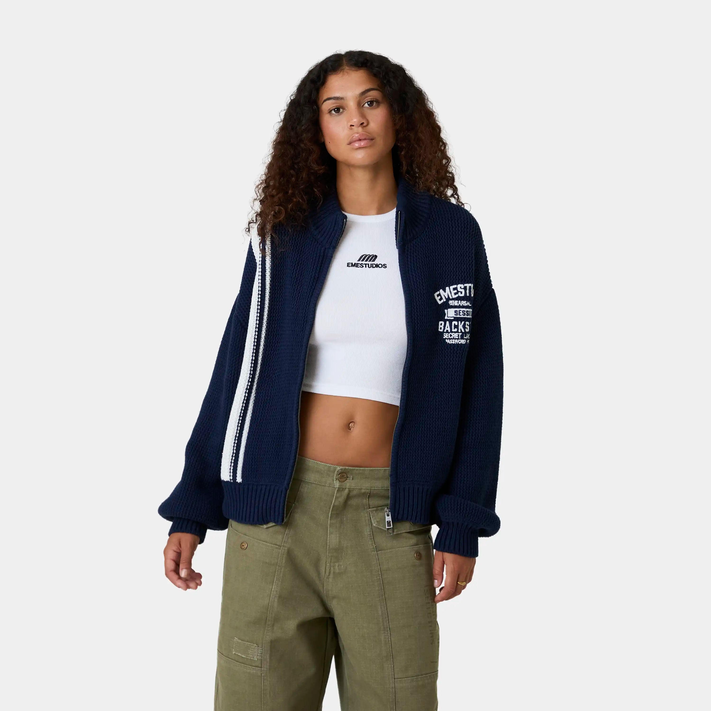 Hampton Navy Zipper Knit Knitwear Eme Studios