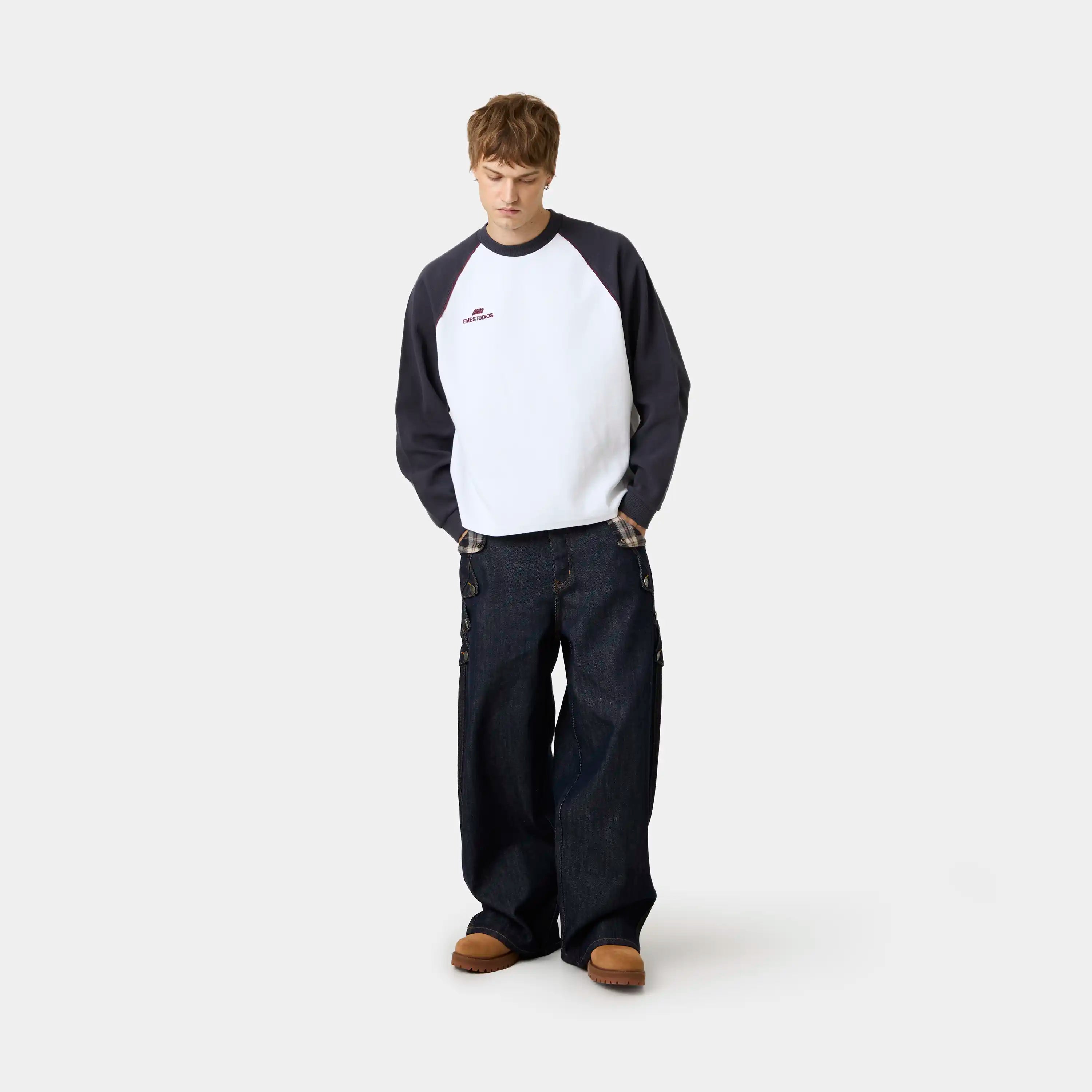 Hanbal Navy Waffle Long Sleeve T-shirts Eme Studios