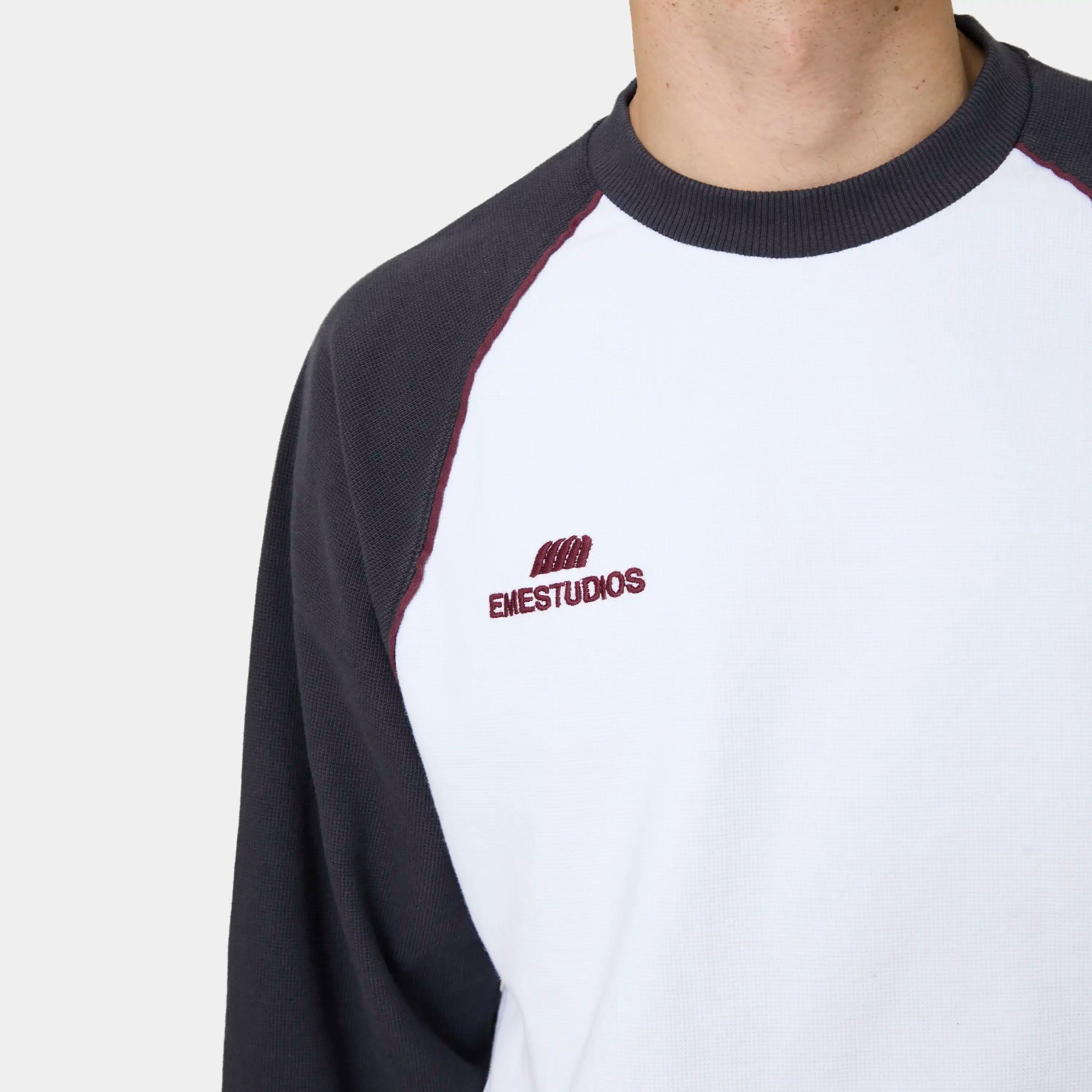 Hanbal Navy Waffle Long Sleeve T-shirts Eme Studios