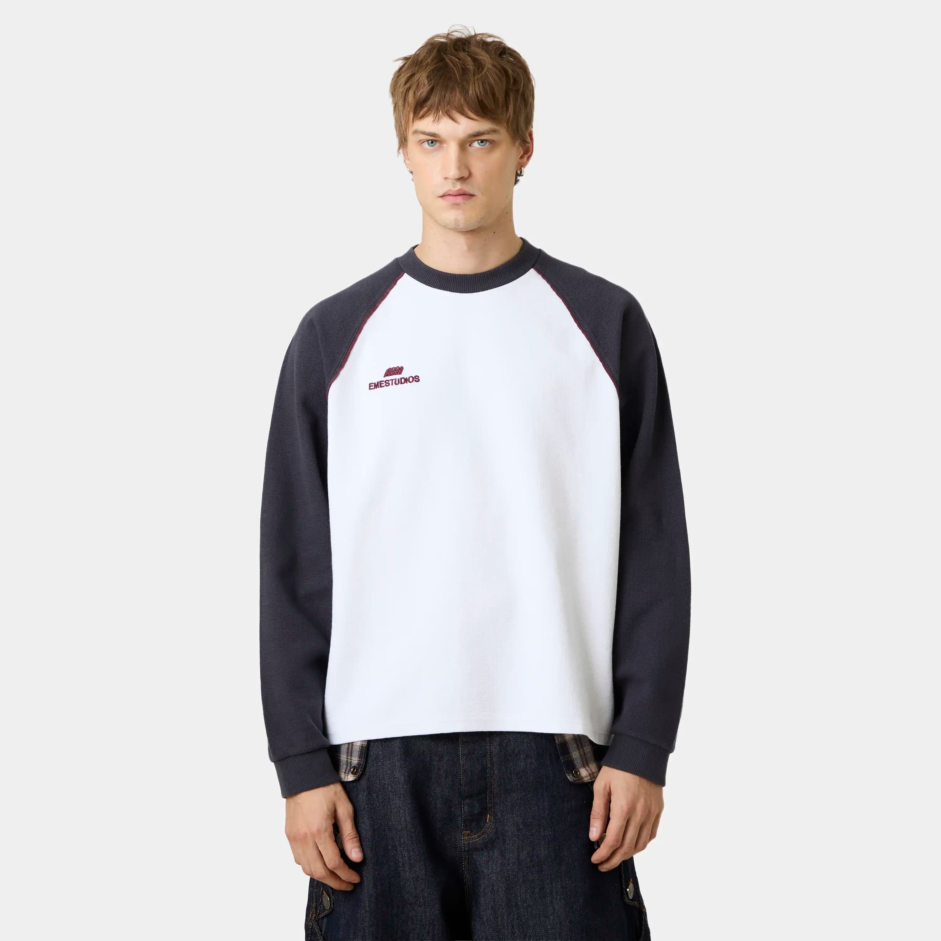 Hanbal Navy Waffle Long Sleeve T-shirts Eme Studios