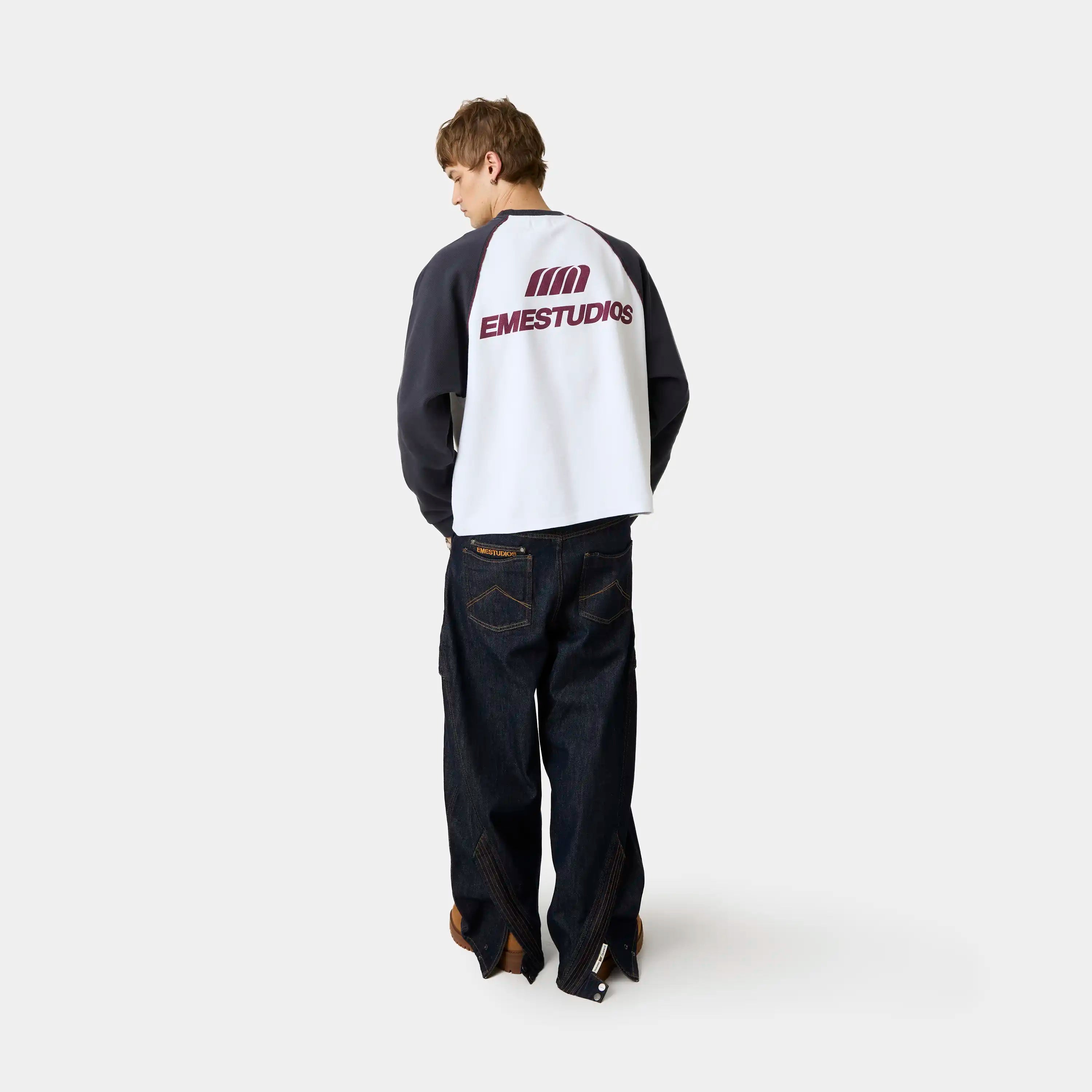 Hanbal Navy Waffle Long Sleeve T-shirts Eme Studios