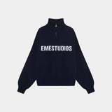 Hudson Navy Half Zip Knitwear Eme Studios