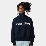 Hudson Navy Half Zip Knitwear Eme Studios