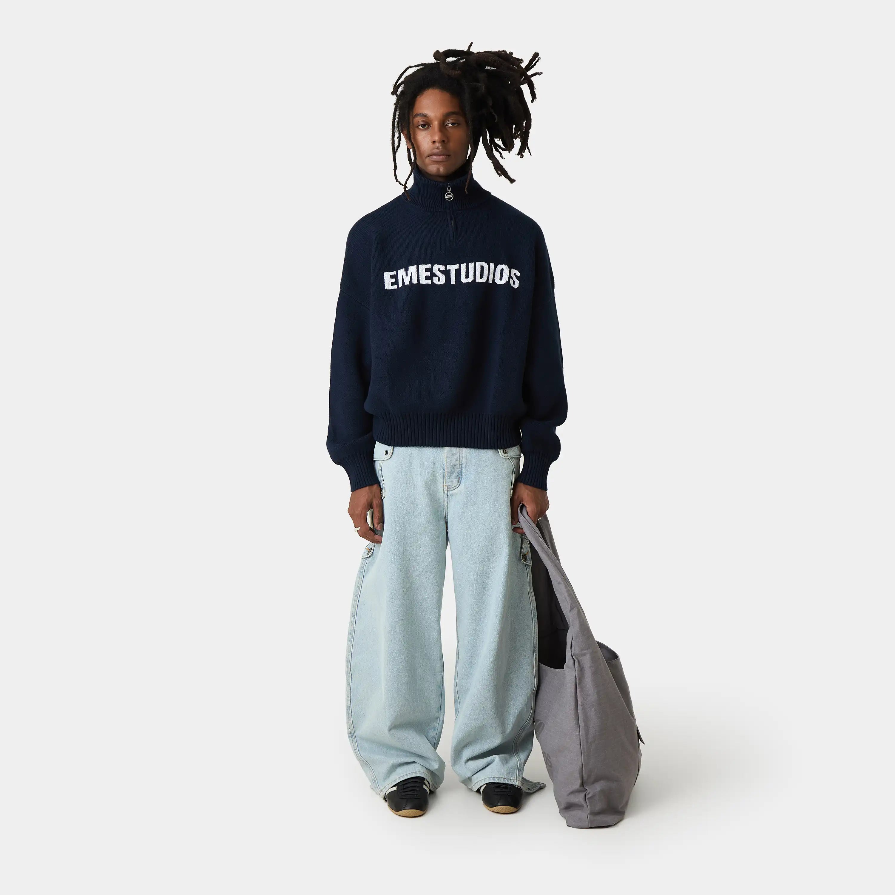Hudson Navy Half Zip Knitwear Eme Studios