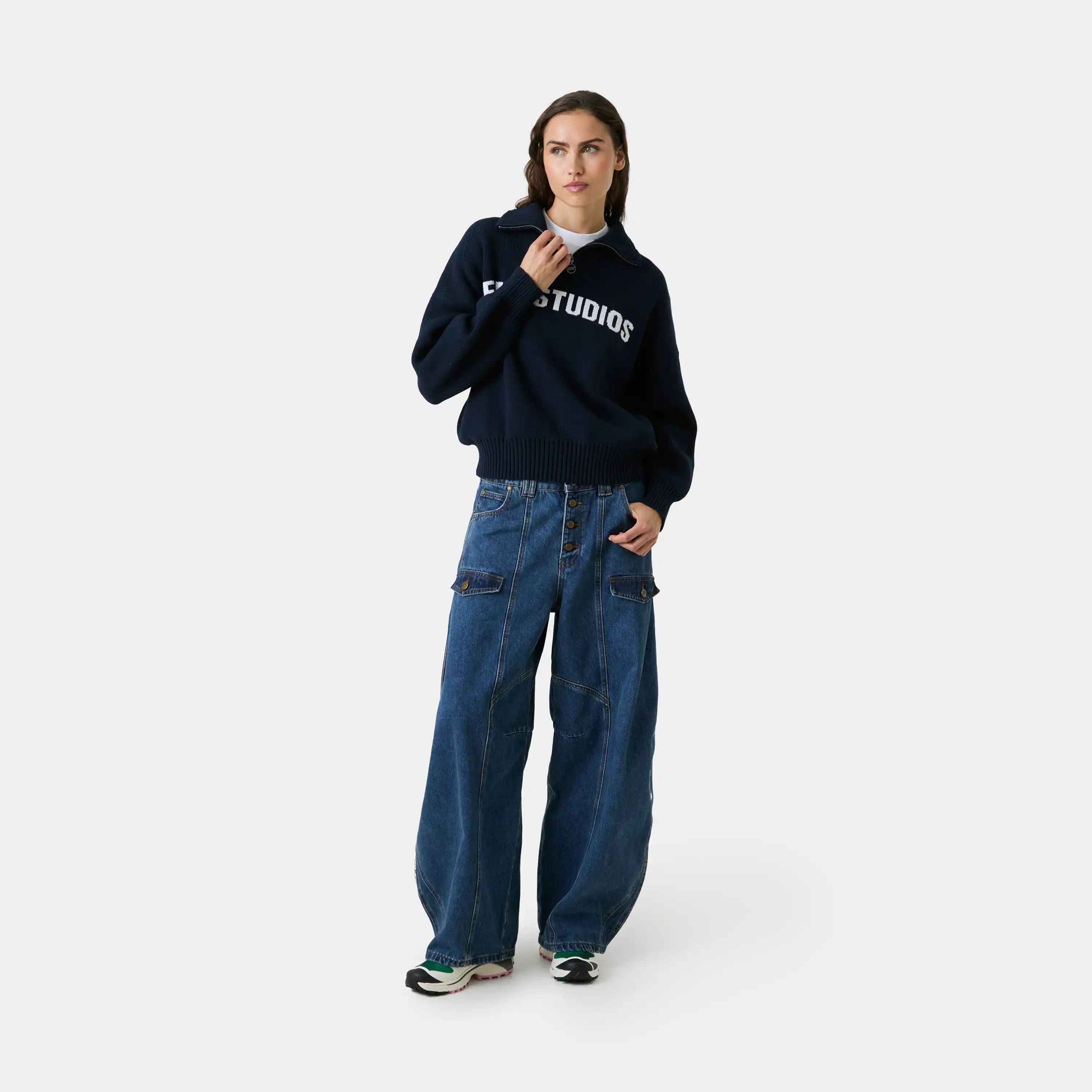 Hudson Navy Half Zip Knitwear Eme Studios