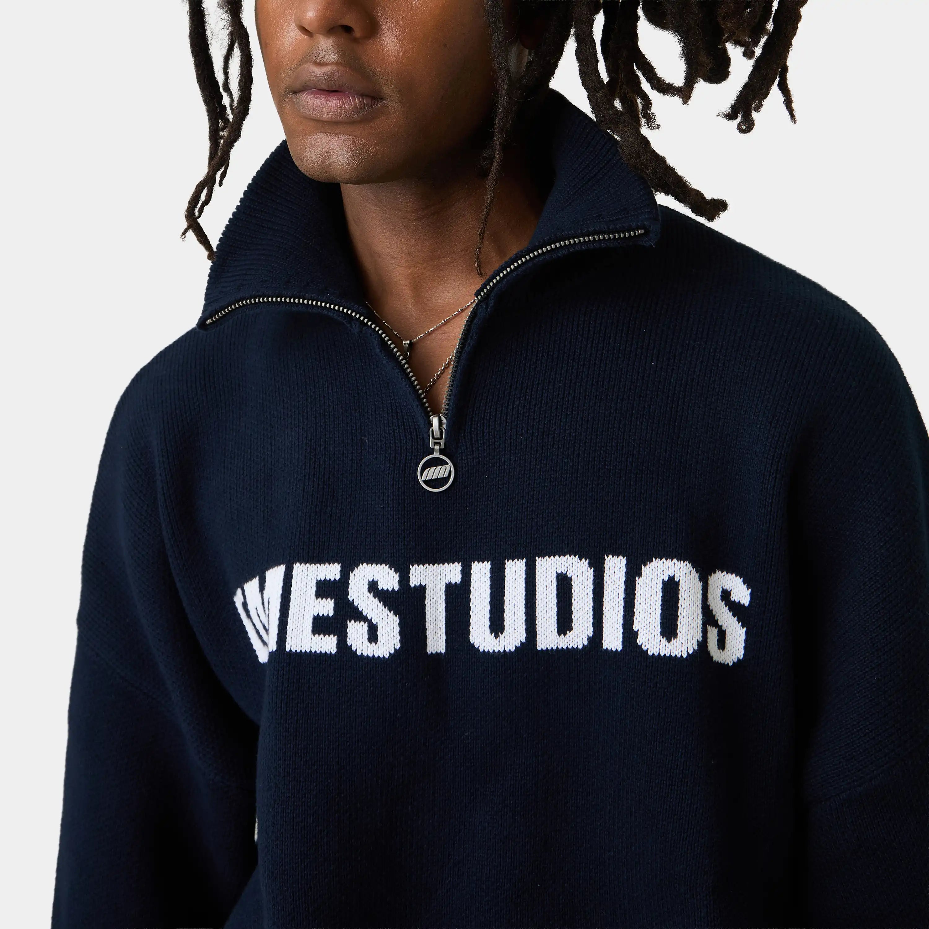 Hudson Navy Half Zip Knitwear Eme Studios