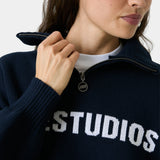 Hudson Navy Half Zip Knitwear Eme Studios