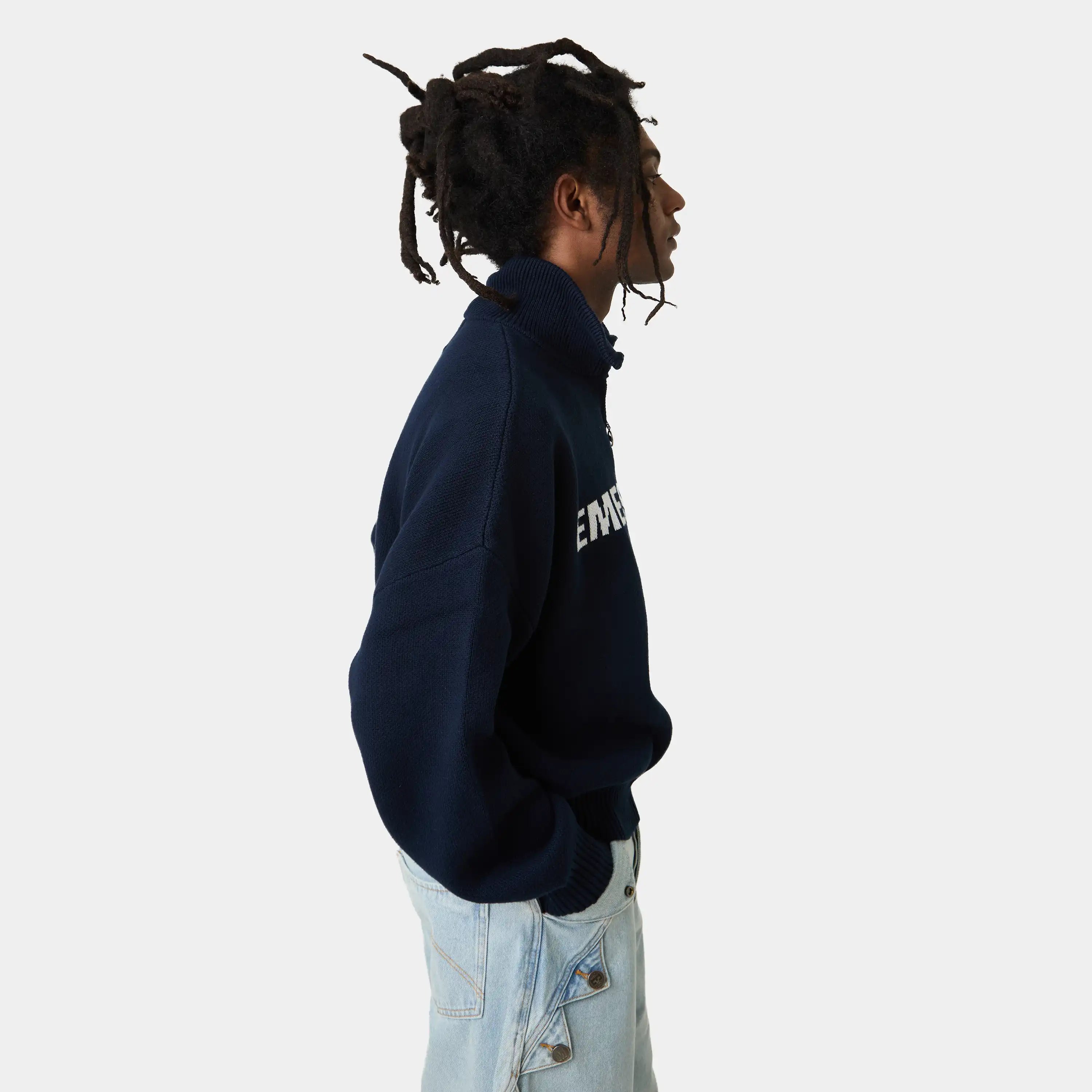 Hudson Navy Half Zip Knitwear Eme Studios
