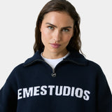 Hudson Navy Half Zip Knitwear Eme Studios