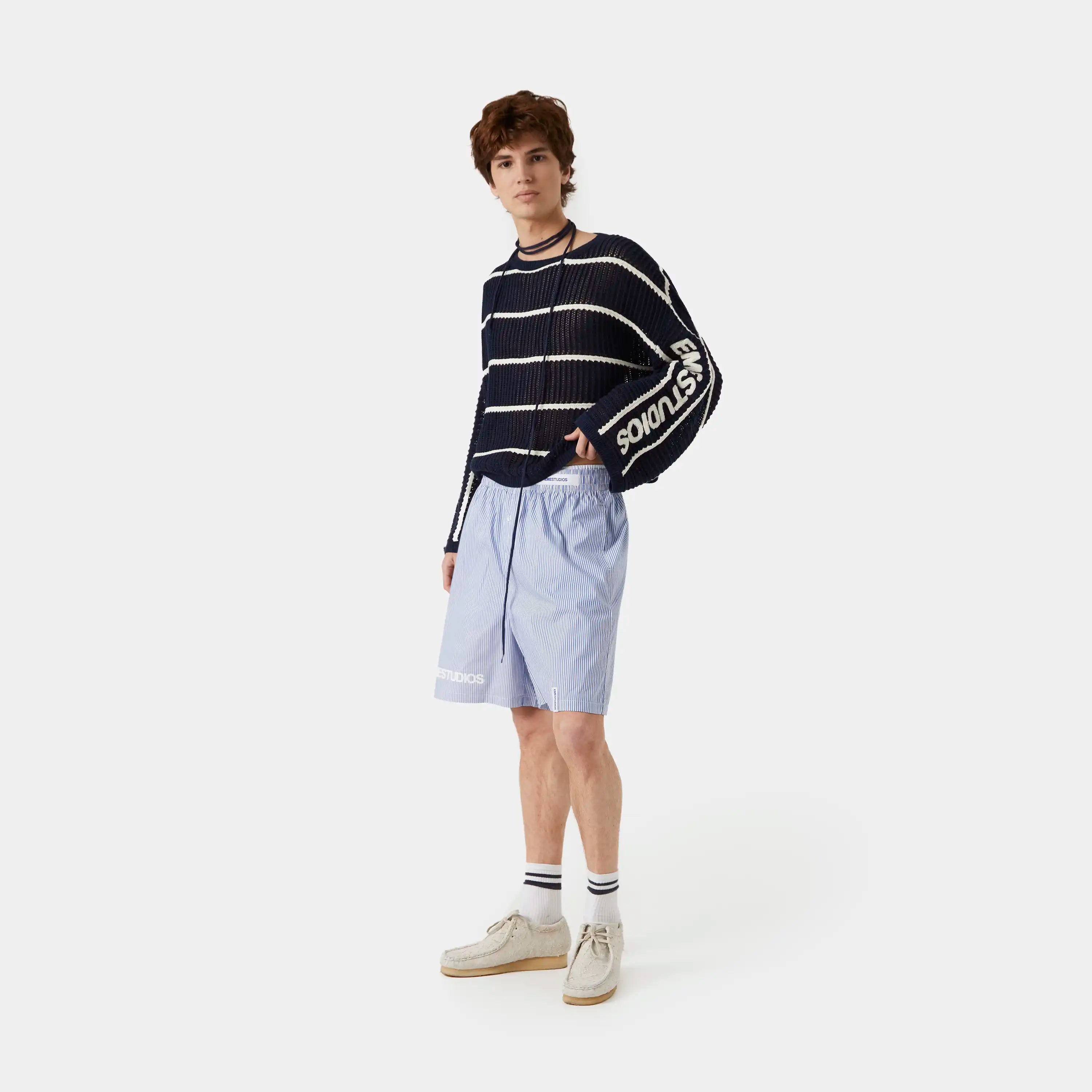 Jammies LS Blue Striped Shorts eme