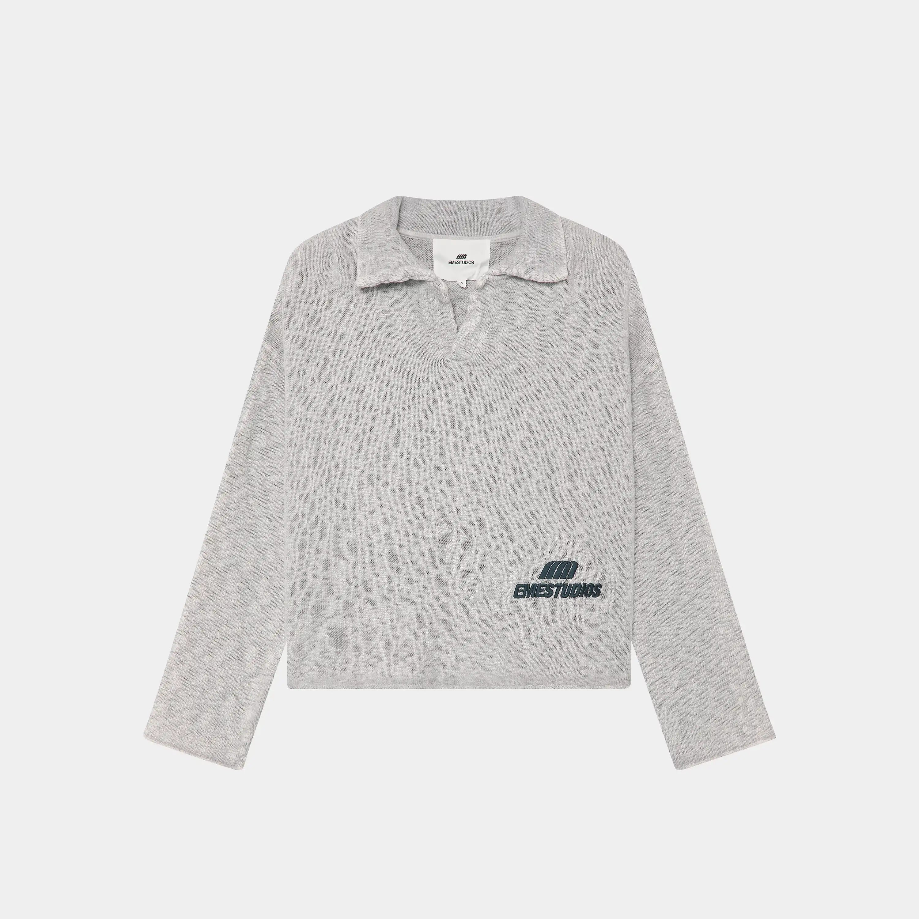 Kiff Grey Distressed Knit Polo