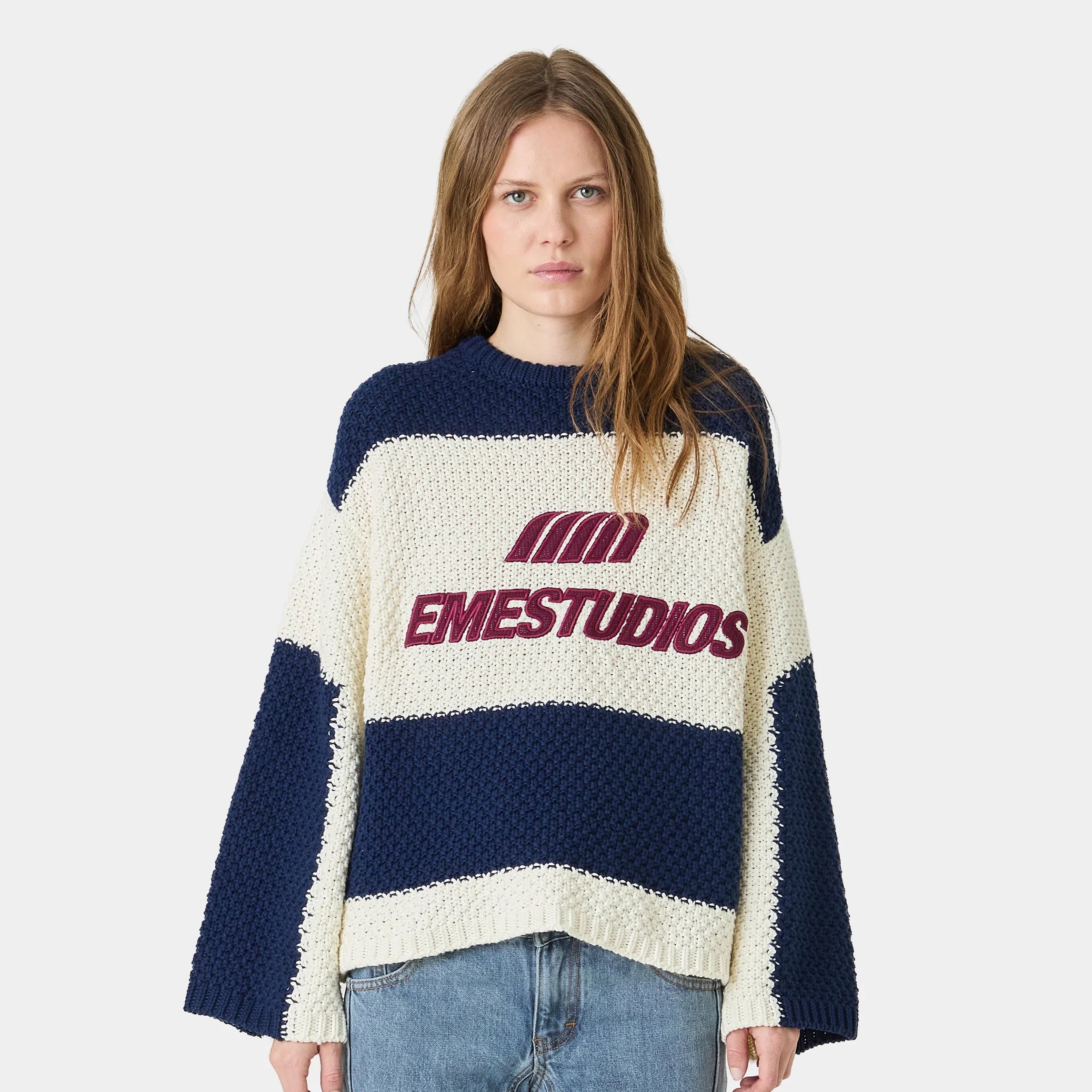 Layr Navy Knit Sweater Knitwear Eme Studios