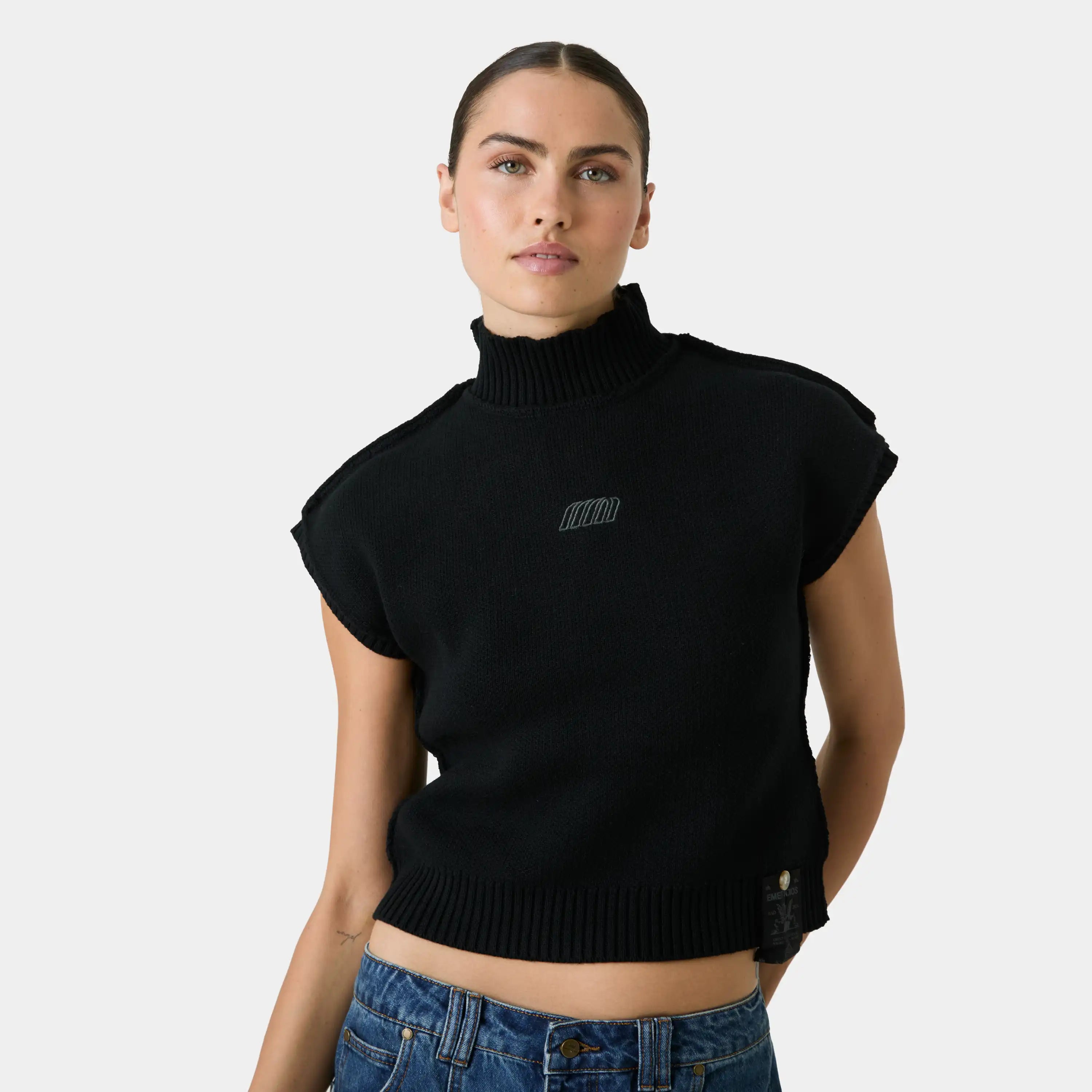 Lorca Black Knit Vest Woman Knitwear Eme Studios
