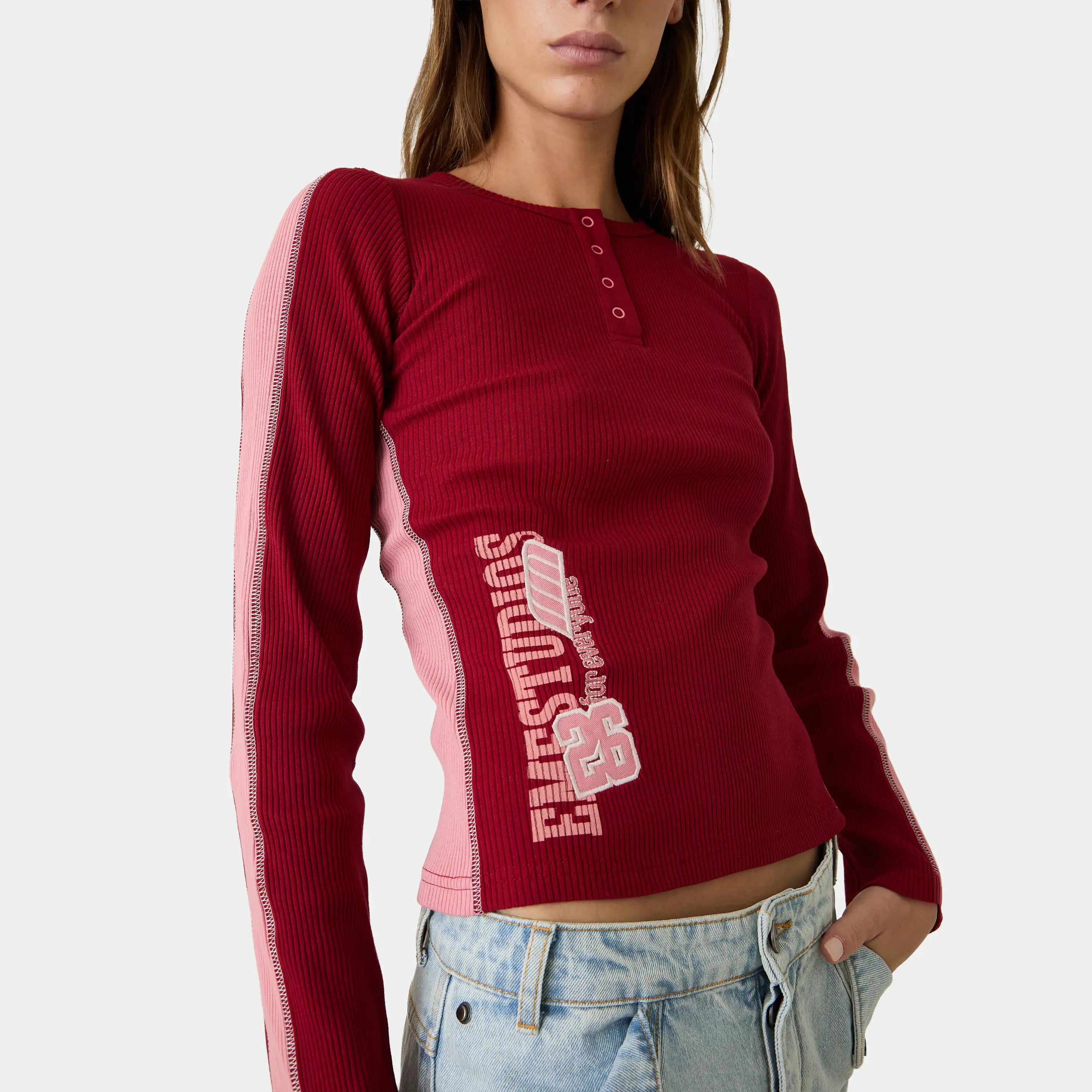 Marsella Cherry Henley Long Sleeve Woman T-Shirts Eme Studios