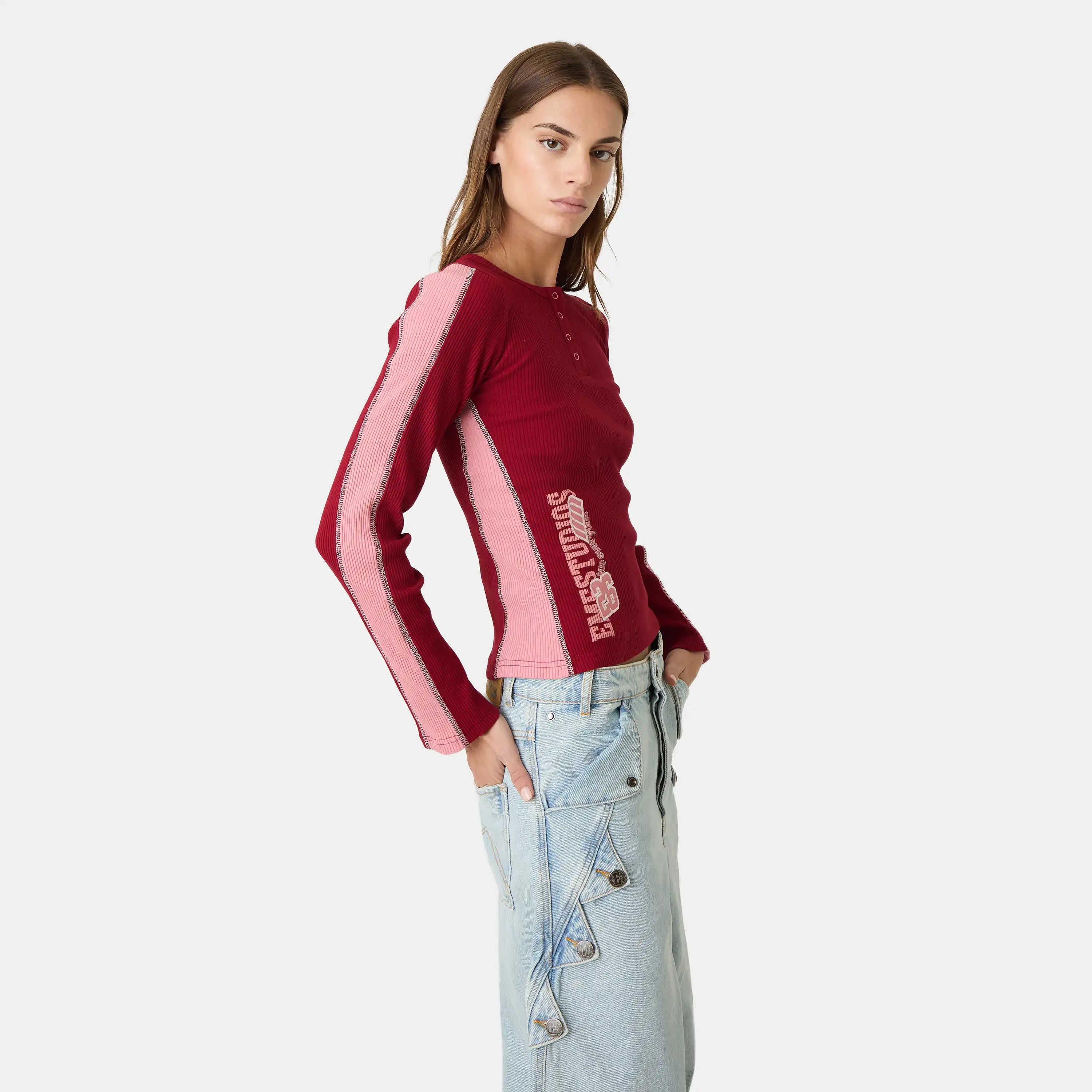 Marsella Cherry Henley Long Sleeve Woman T-Shirts Eme Studios