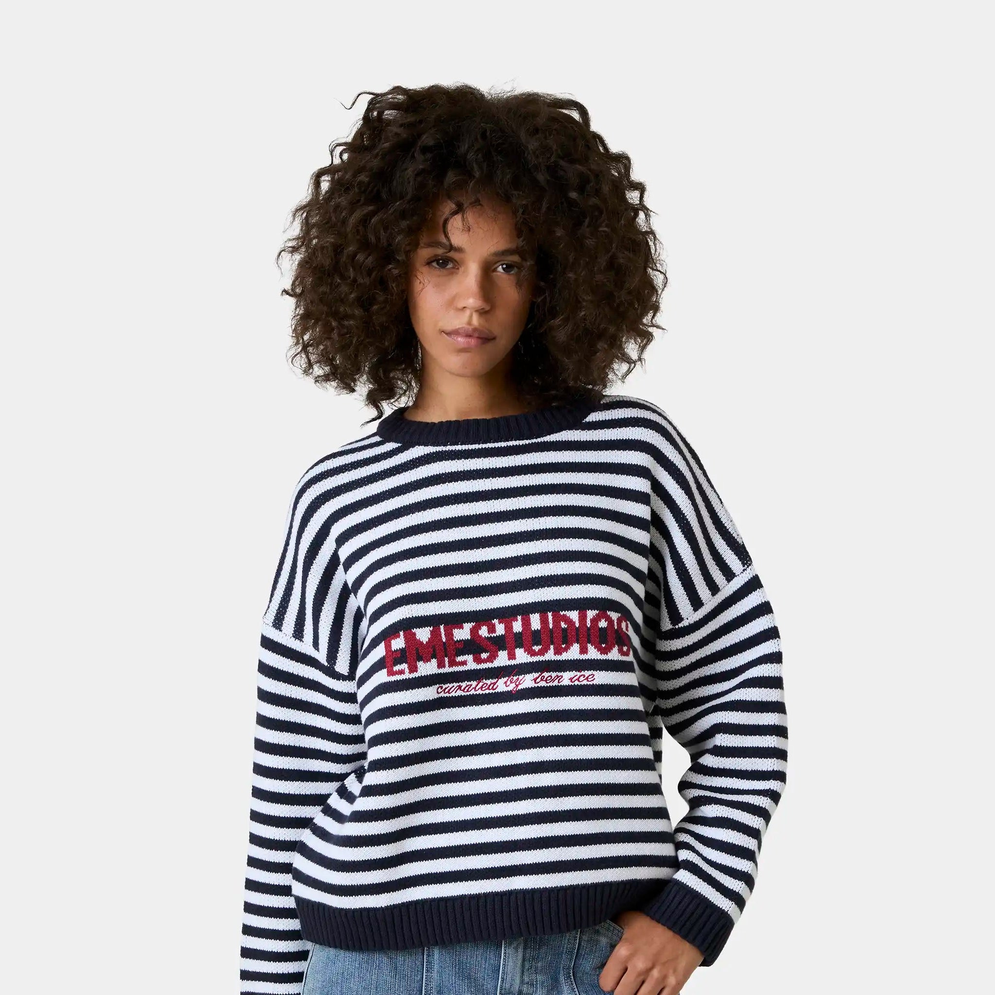 Master Striped Navy Knit Sweater Knitwear Eme Studios