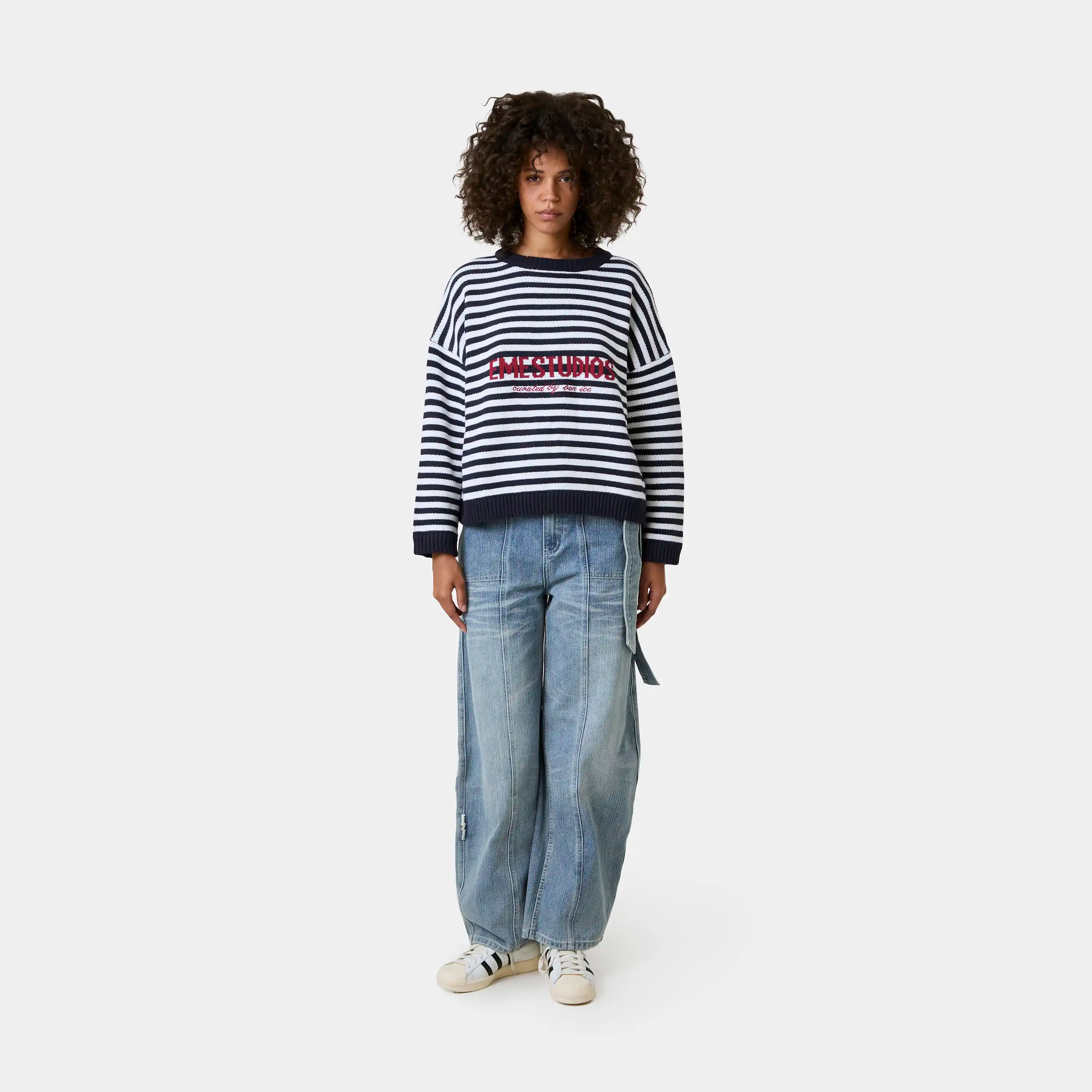 Master Striped Navy Knit Sweater Knitwear Eme Studios