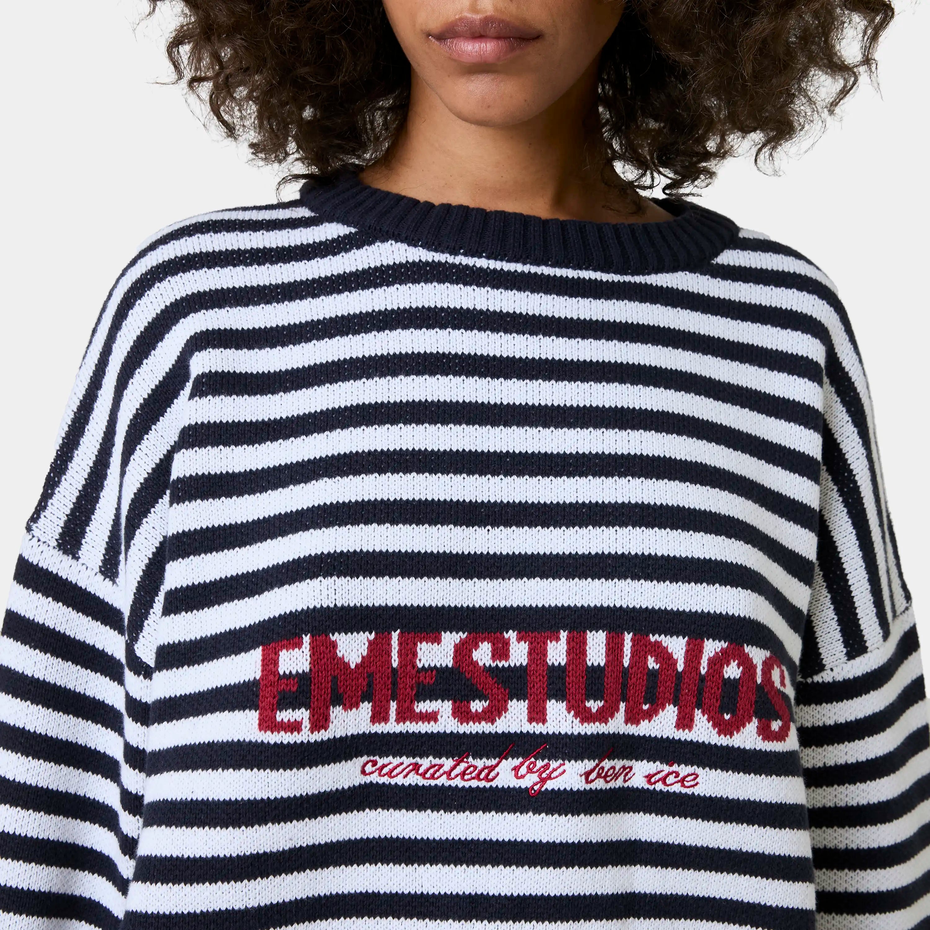 Master Striped Navy Knit Sweater Knitwear Eme Studios
