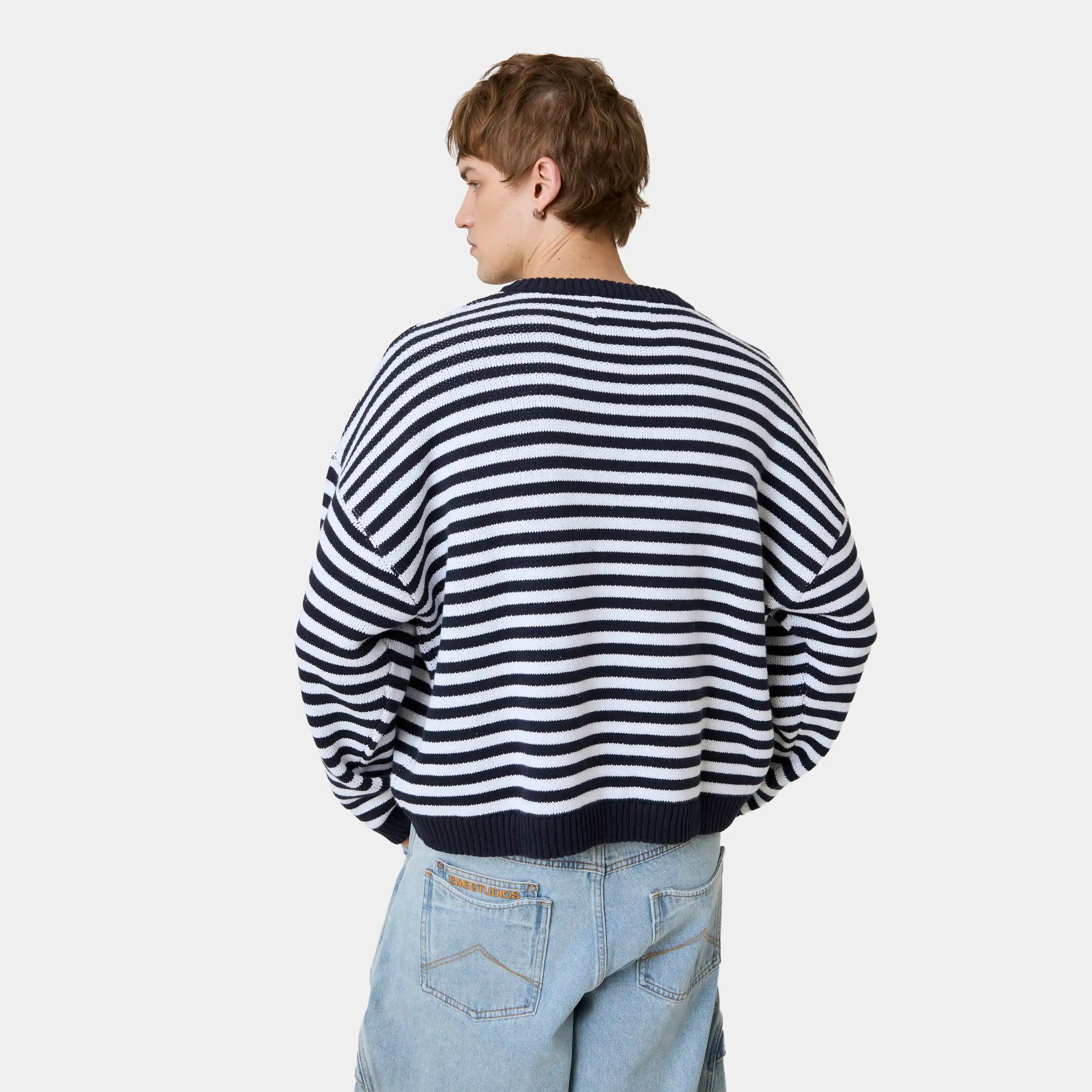 Master Striped Navy Knit Sweater Knitwear Eme Studios