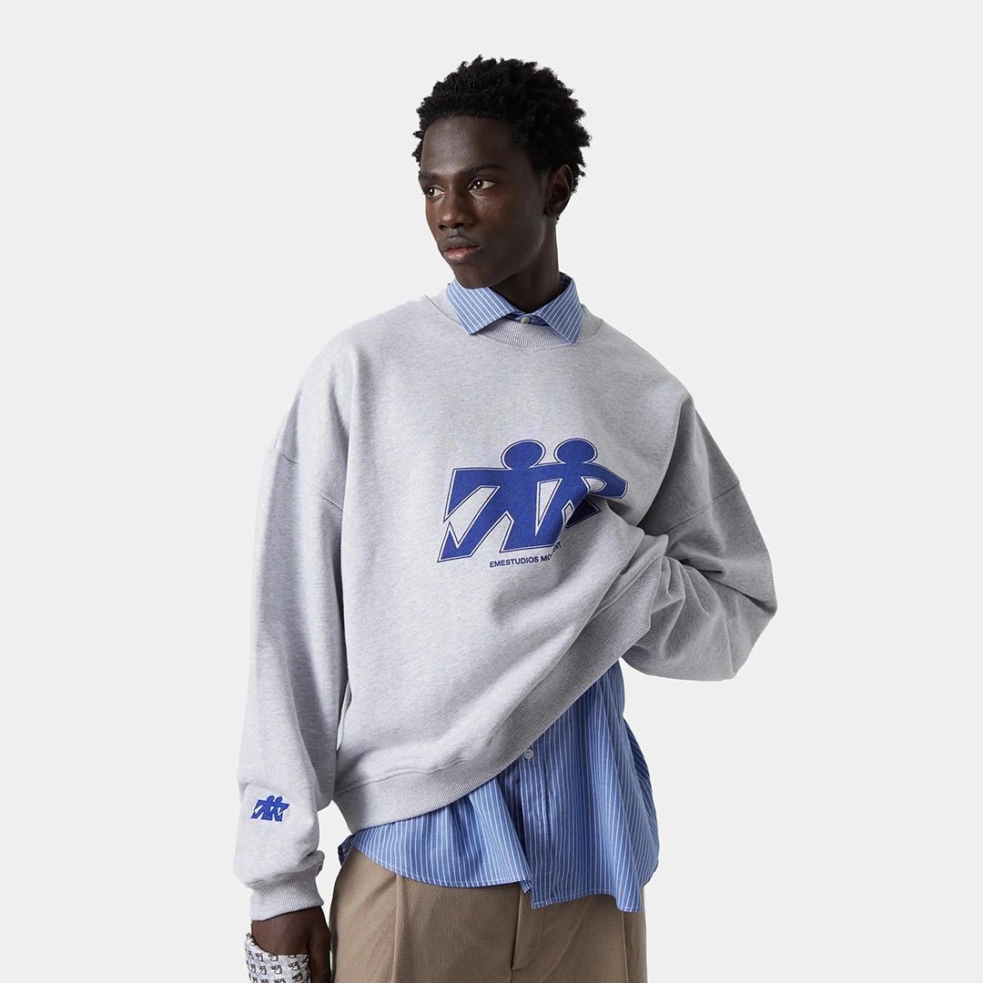 Mbuddy Grey Oversized Crewneck Sweatshirts eme